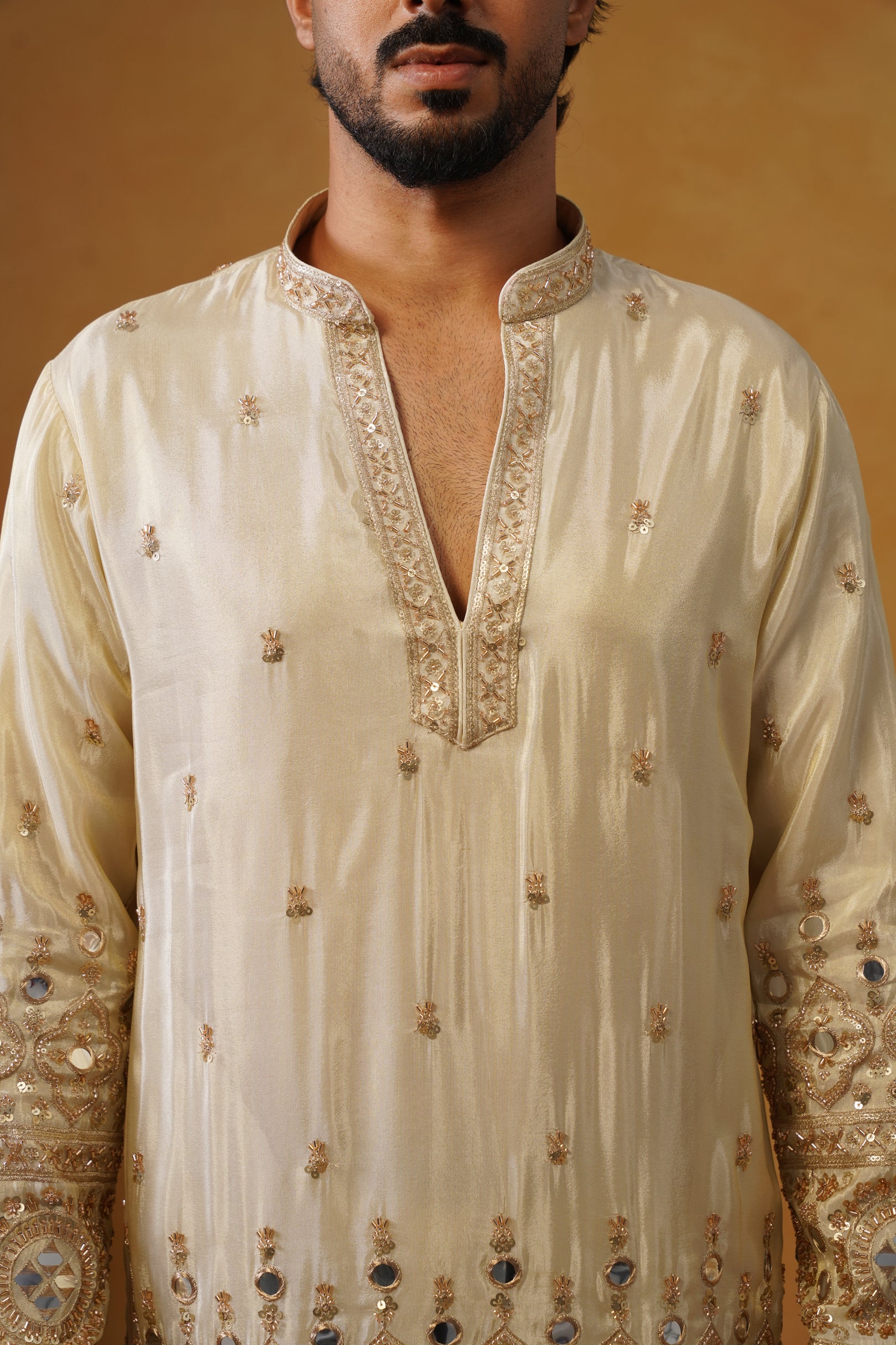 Noor-e-Taj Ivory Mirror Work Kurta with Trouser & Dupatta