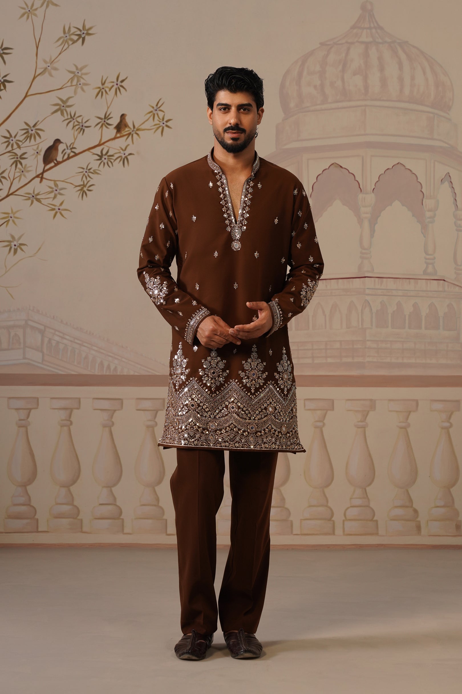 Mehfil Royal Brown Kurta Set with Dupatta
