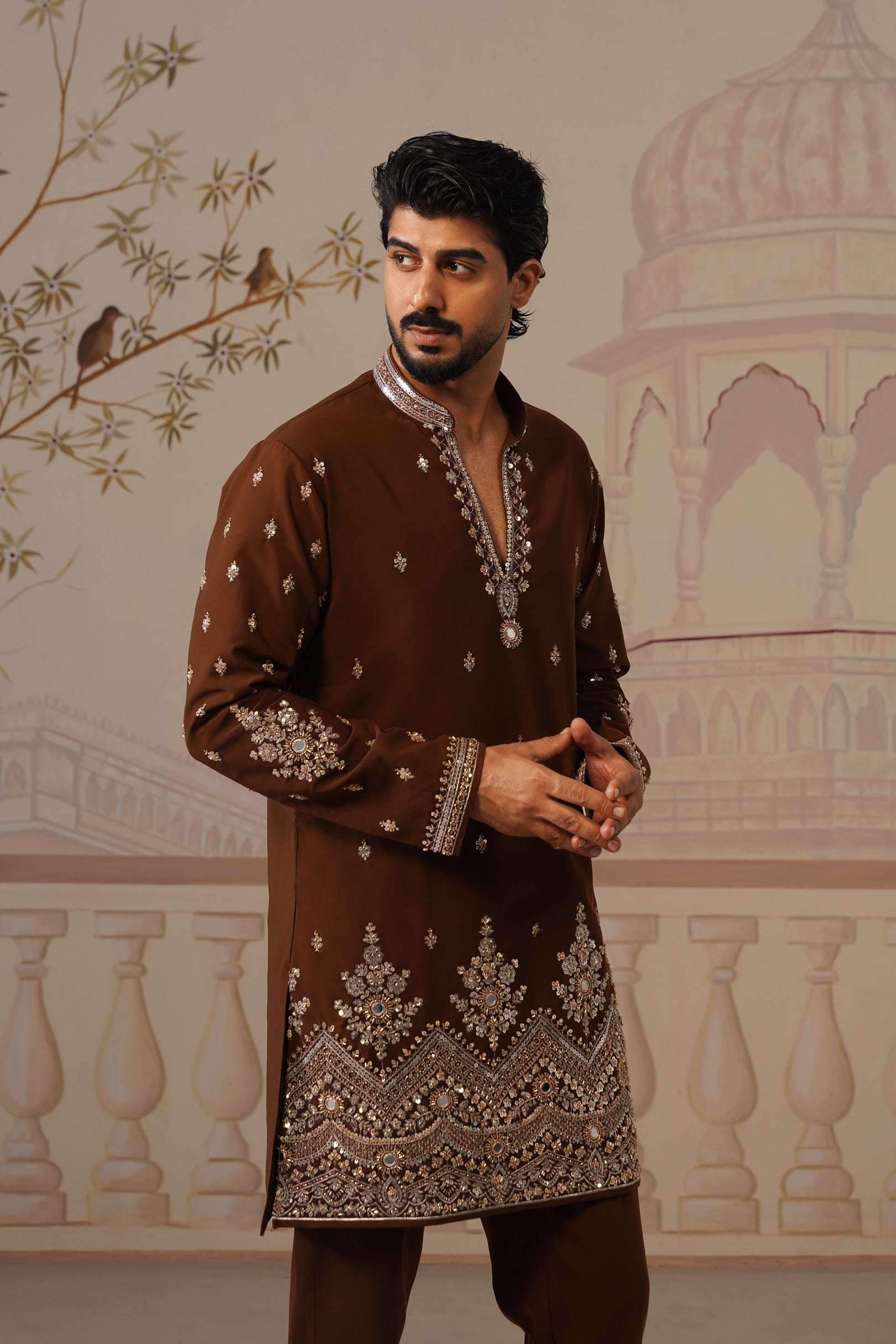 Mehfil Royal Brown Kurta Set with Dupatta