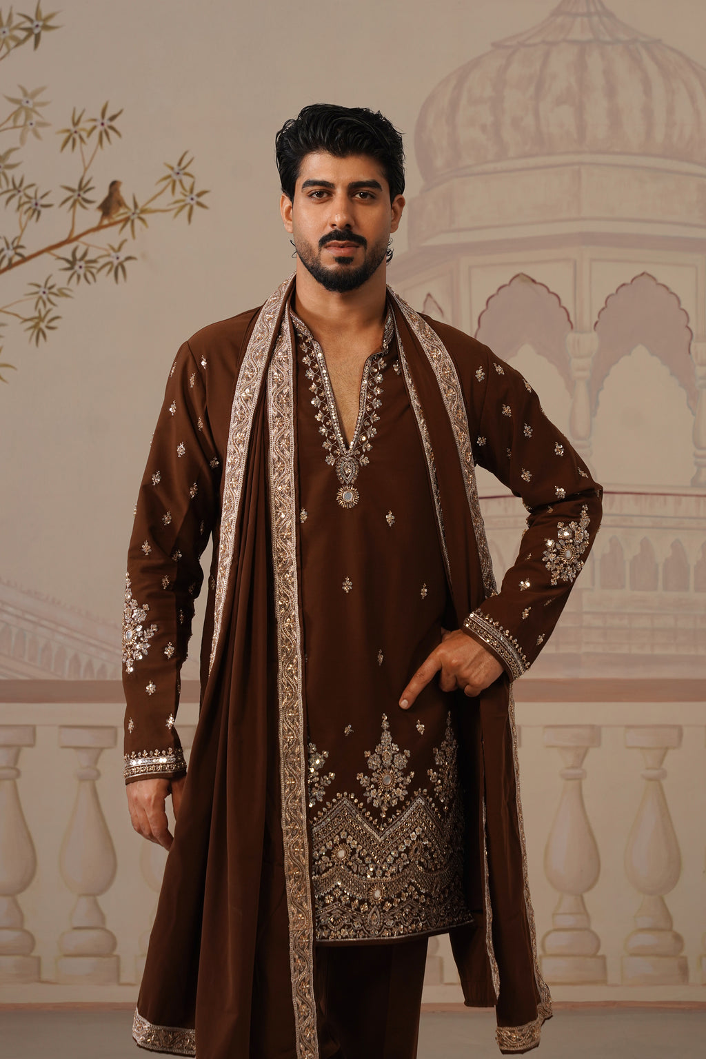 Mehfil Royal Brown Kurta Set with Dupatta