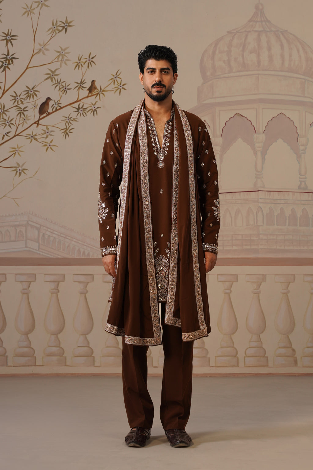 Mehfil Royal Brown Kurta Set with Dupatta