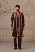 Mehfil Royal Brown Kurta Set with Dupatta