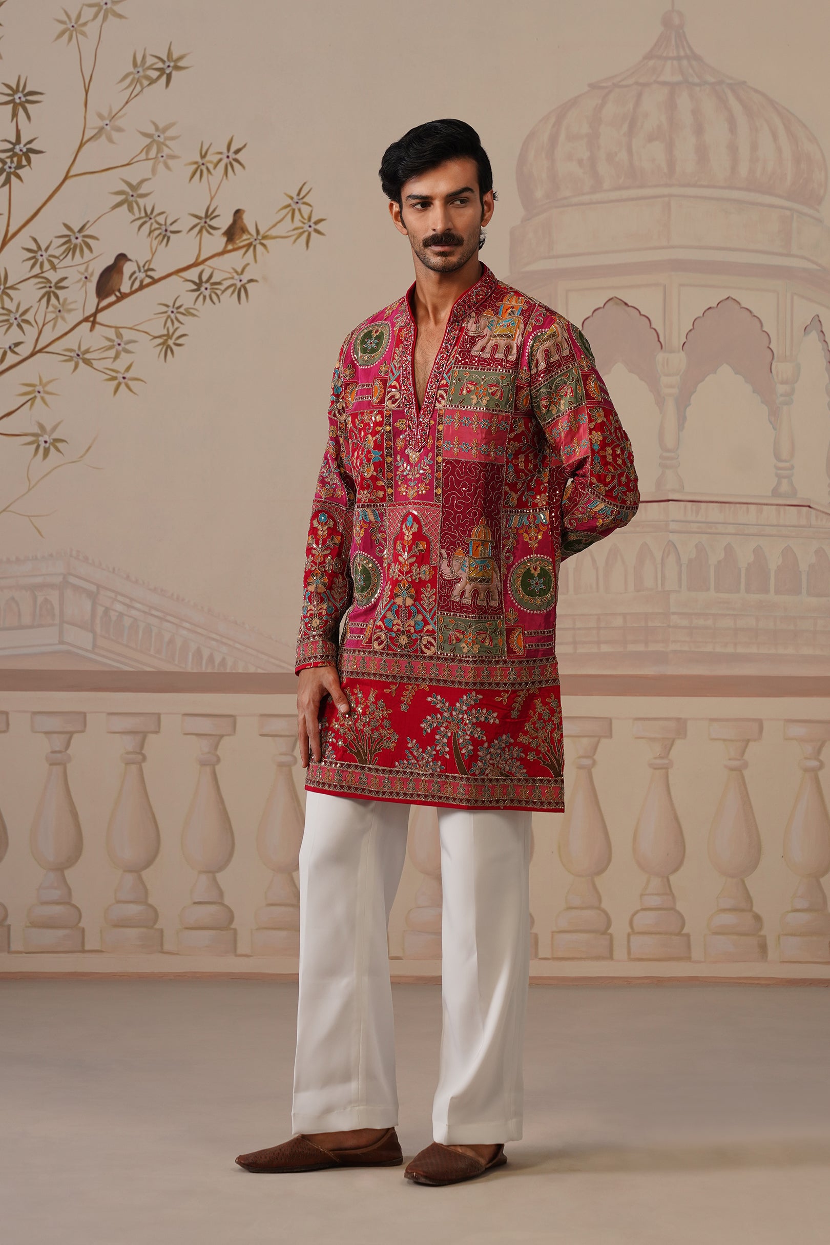 Gulzar Hand Embroidered V-Neck Kurta with Trouser