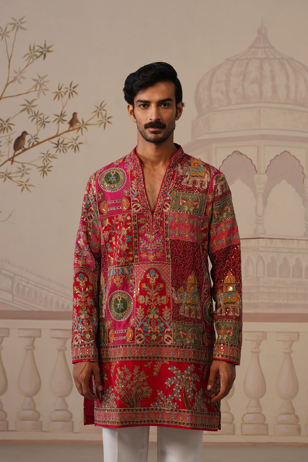 Gulzar Hand Embroidered V-Neck Kurta with Trouser