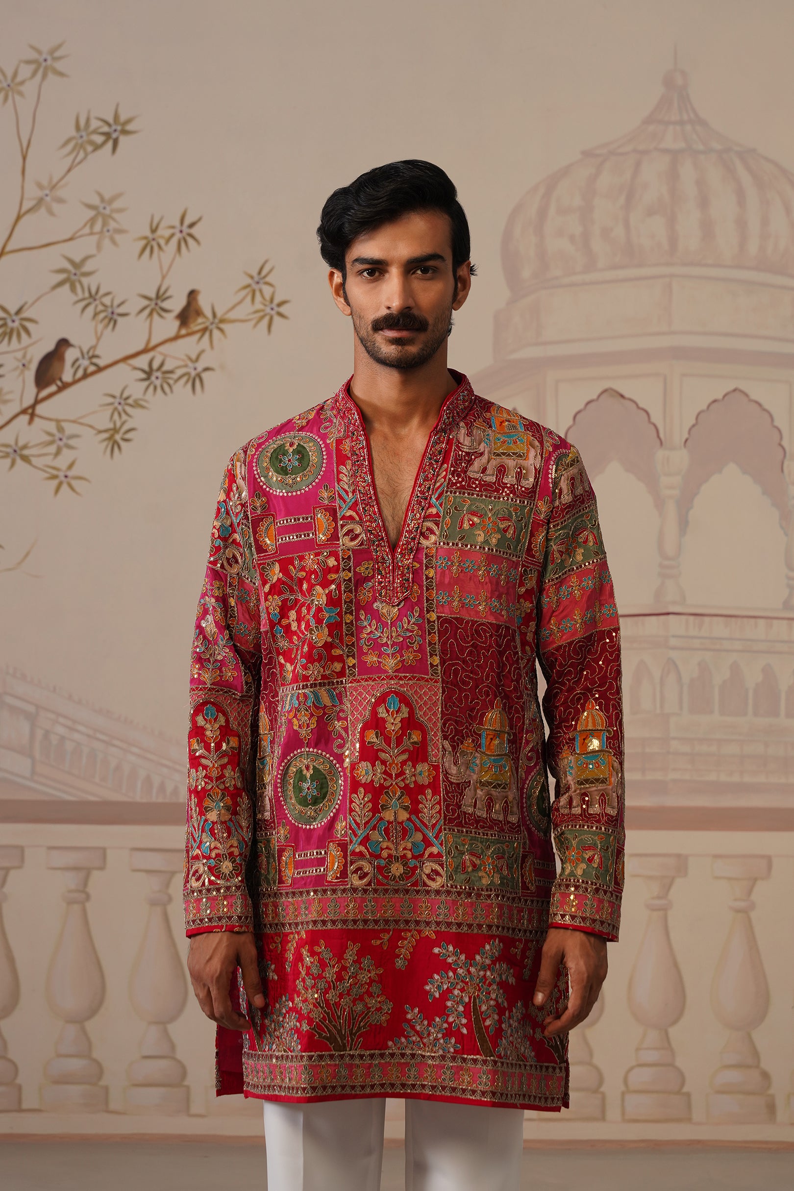 Gulzar Hand Embroidered V-Neck Kurta with Trouser