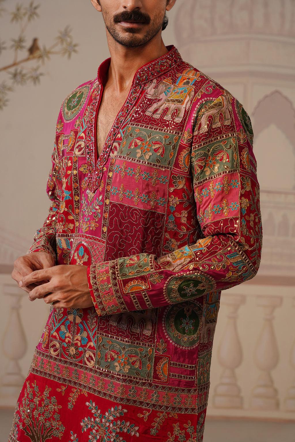 Gulzar Hand Embroidered V-Neck Kurta with Trouser