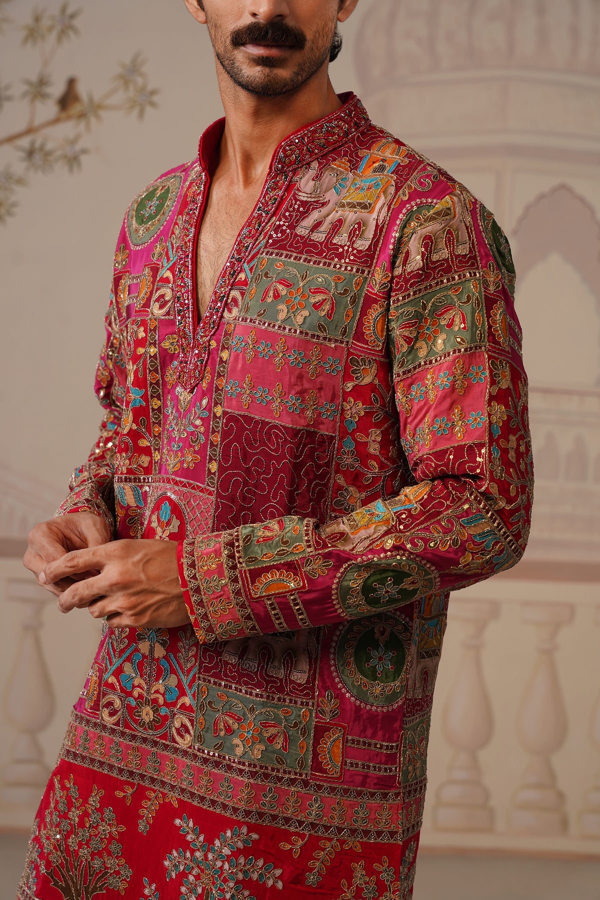 Gulzar Hand Embroidered V-Neck Kurta with Trouser