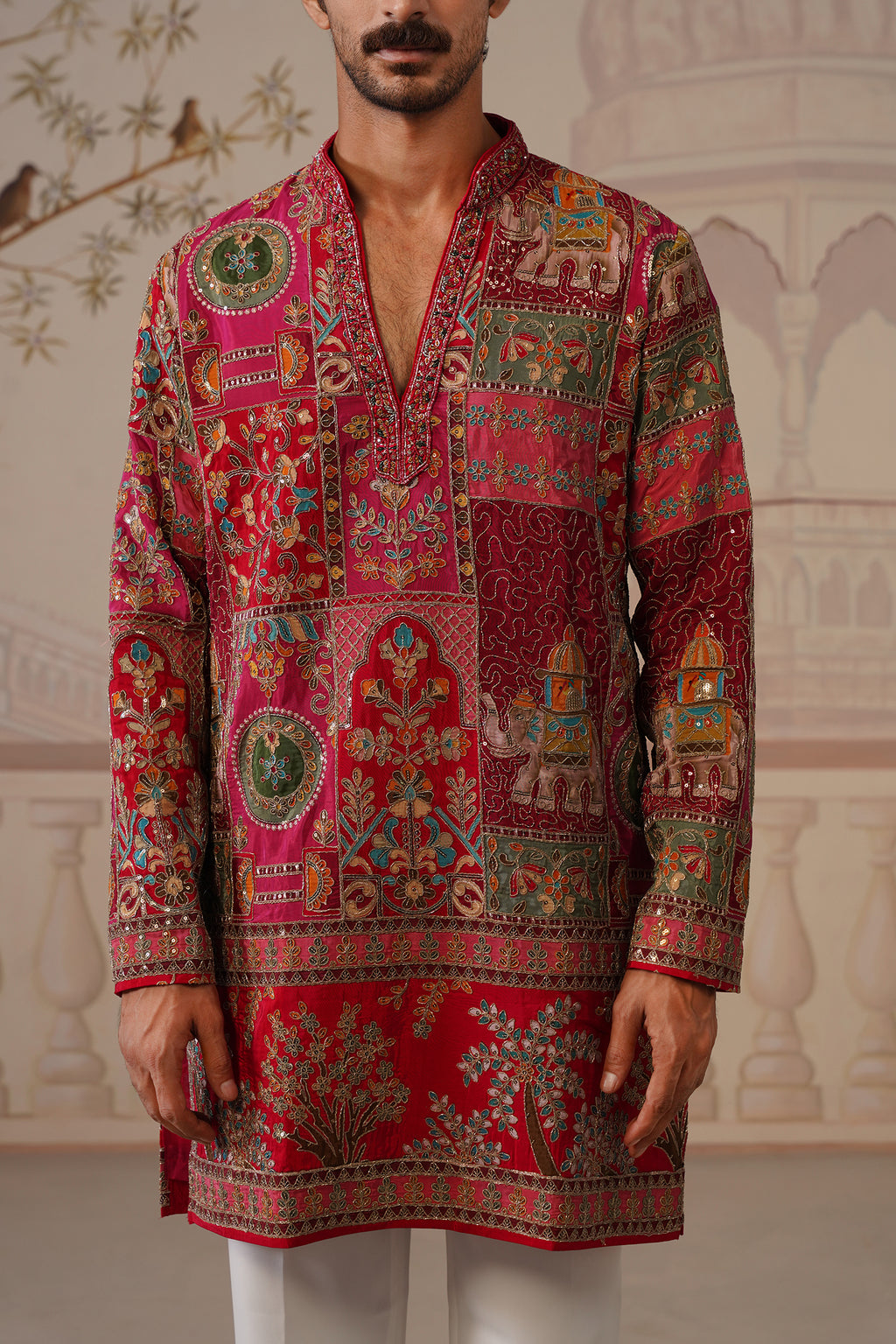 Gulzar Hand Embroidered V-Neck Kurta with Trouser