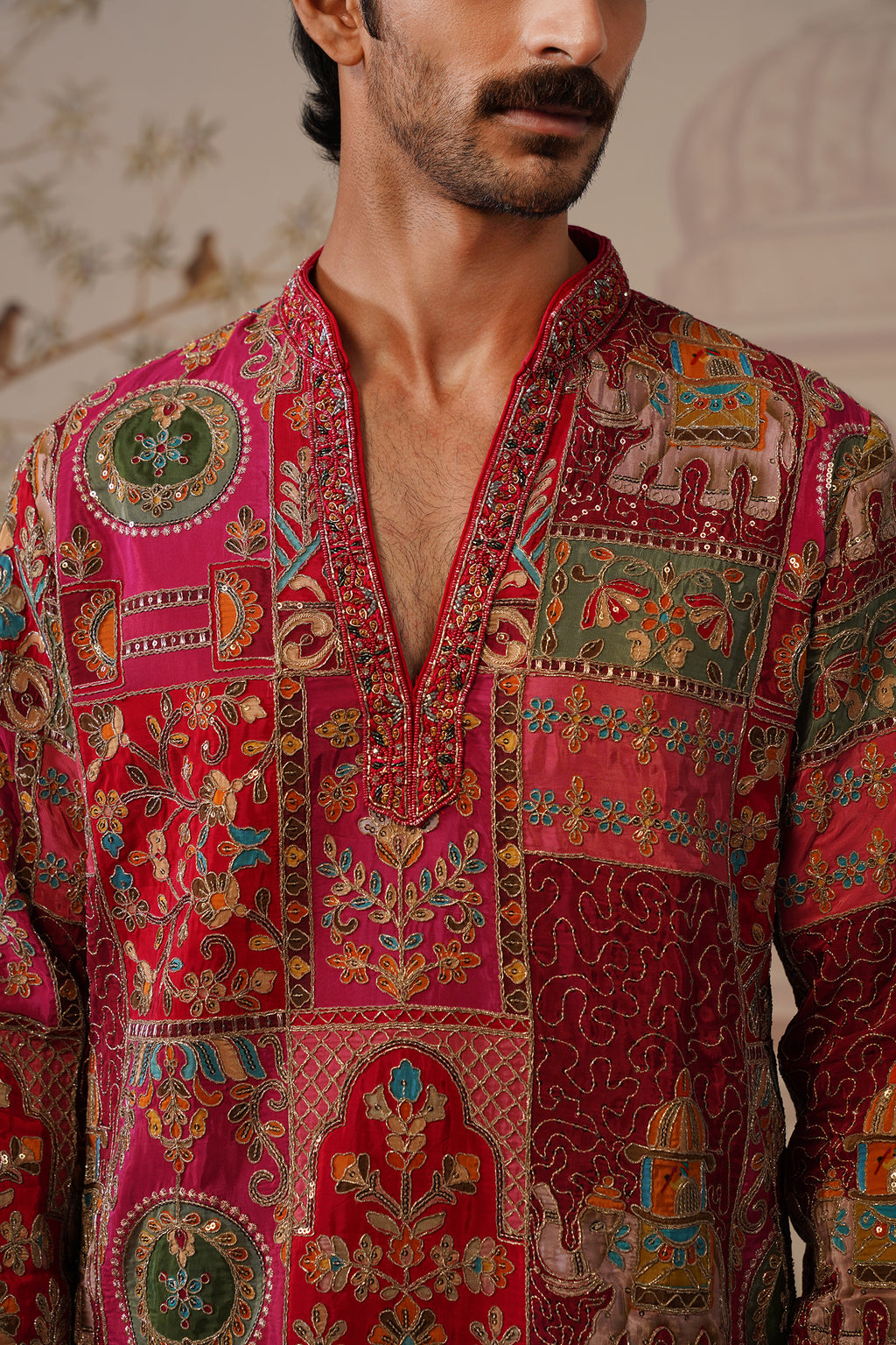 Gulzar Hand Embroidered V-Neck Kurta with Trouser