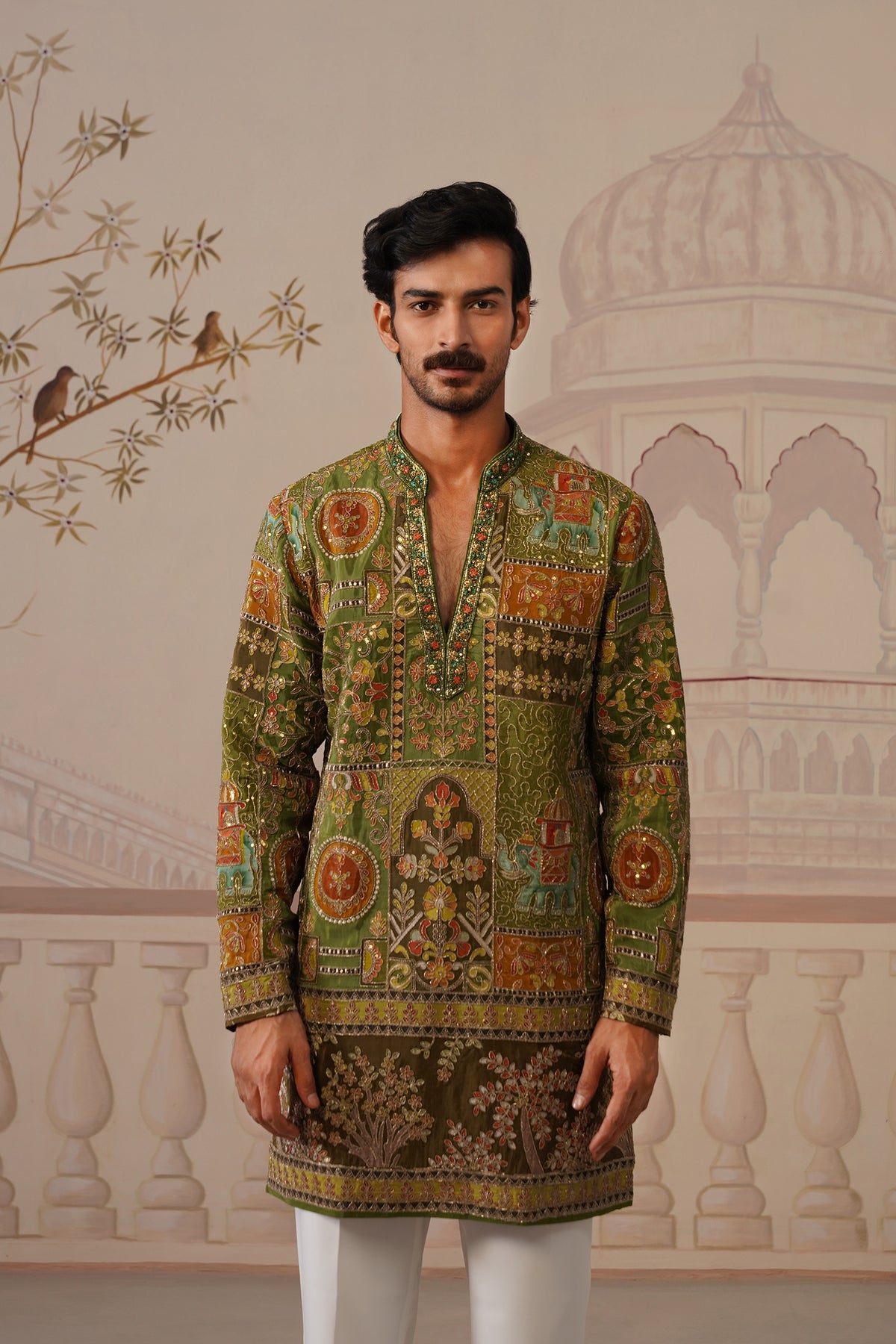 Gulshan Hand Embroidered V-Neck Kurta with Trouser