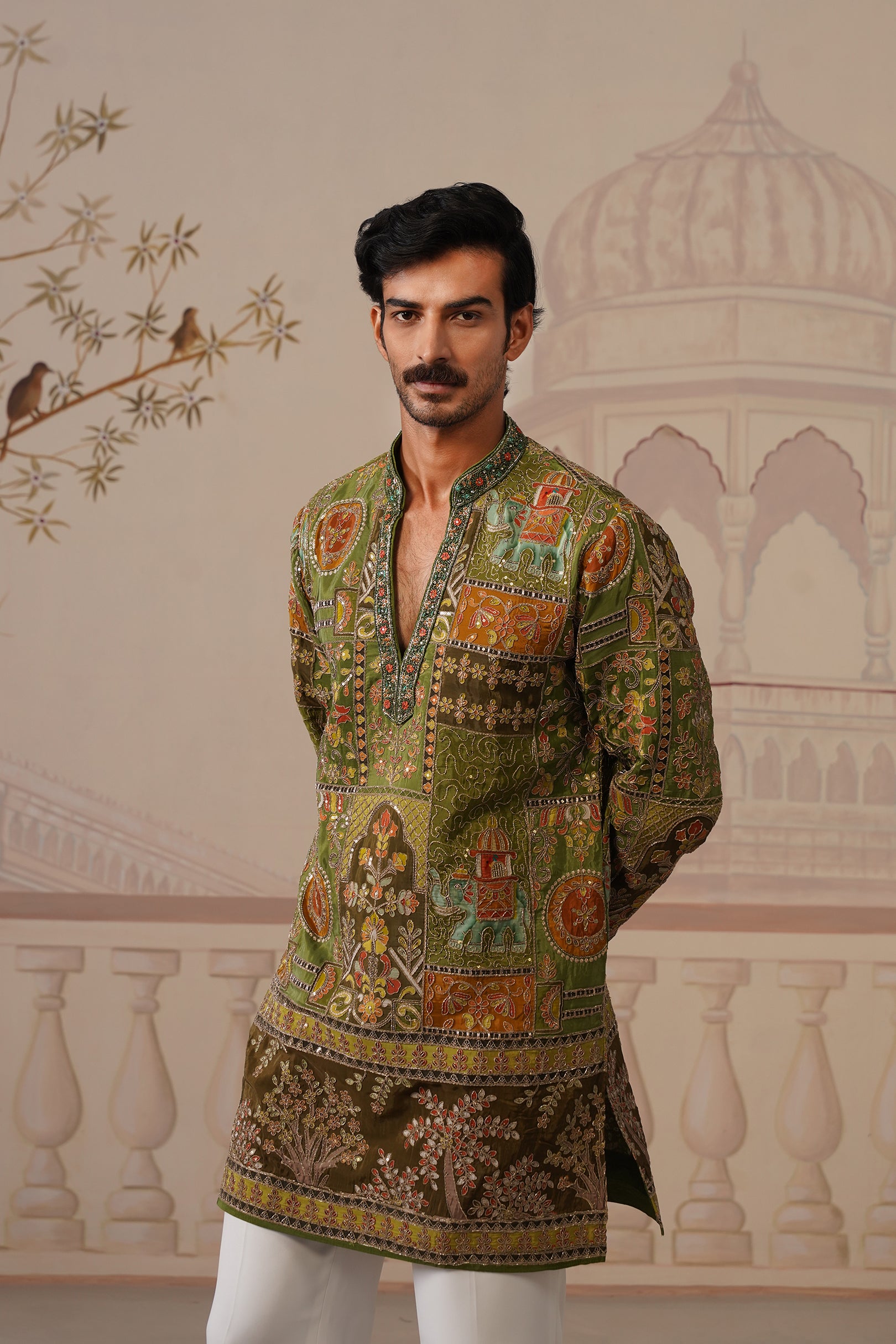 Gulshan Hand Embroidered V-Neck Kurta with Trouser