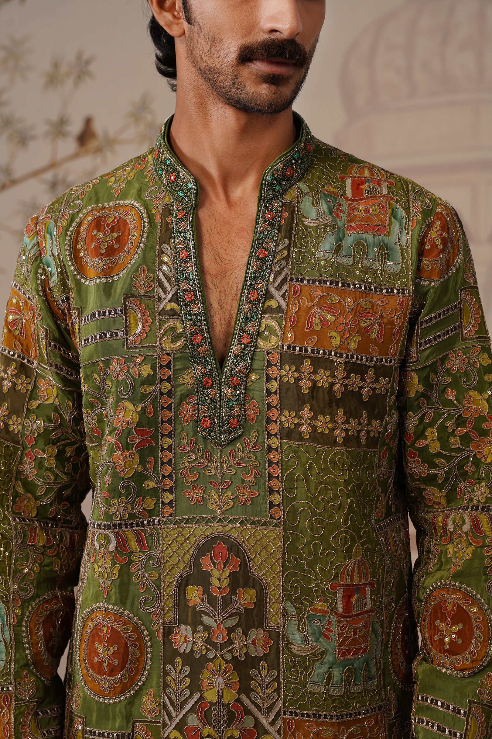 Gulshan Hand Embroidered V-Neck Kurta with Trouser