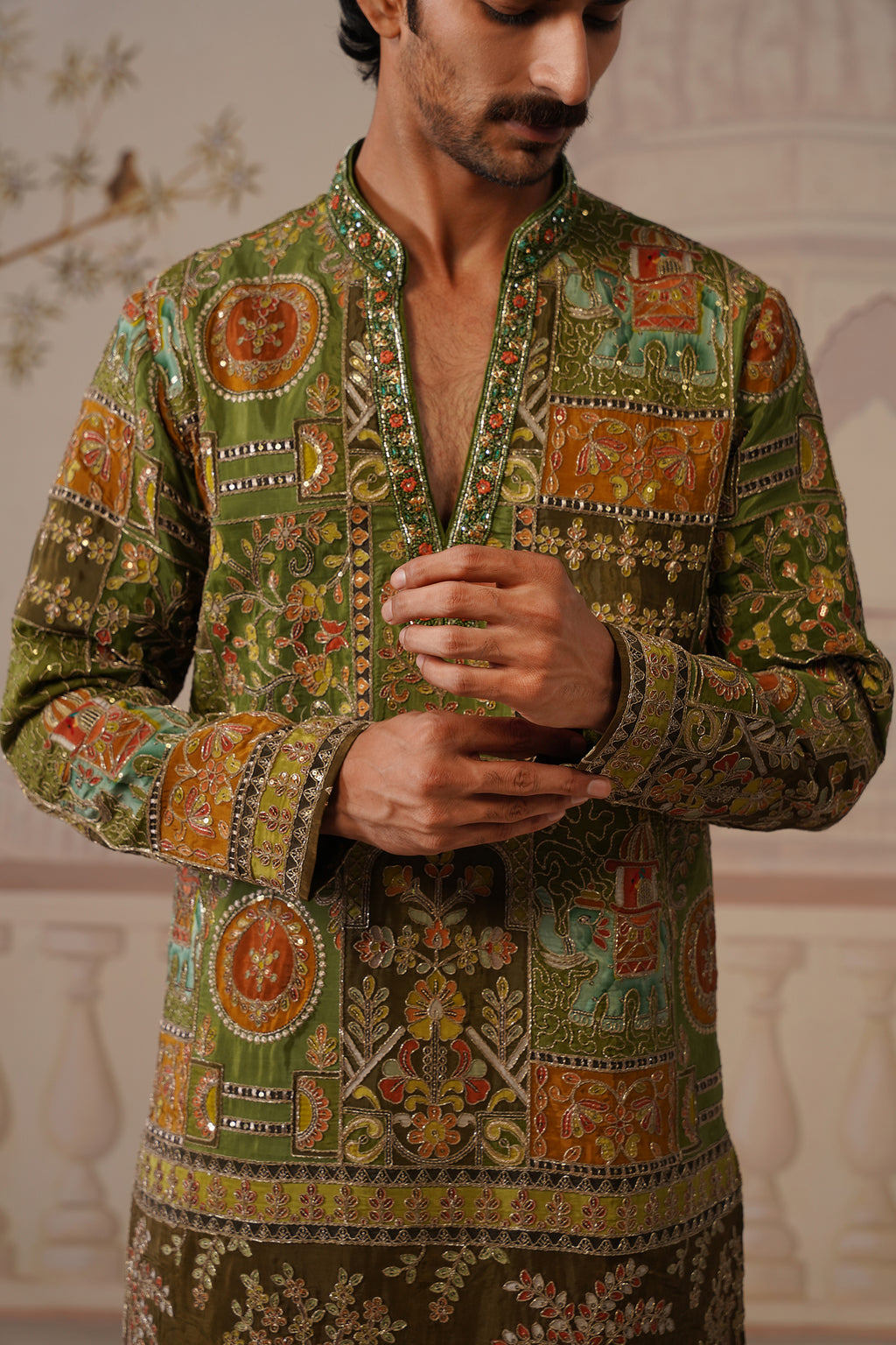 Gulshan Hand Embroidered V-Neck Kurta with Trouser