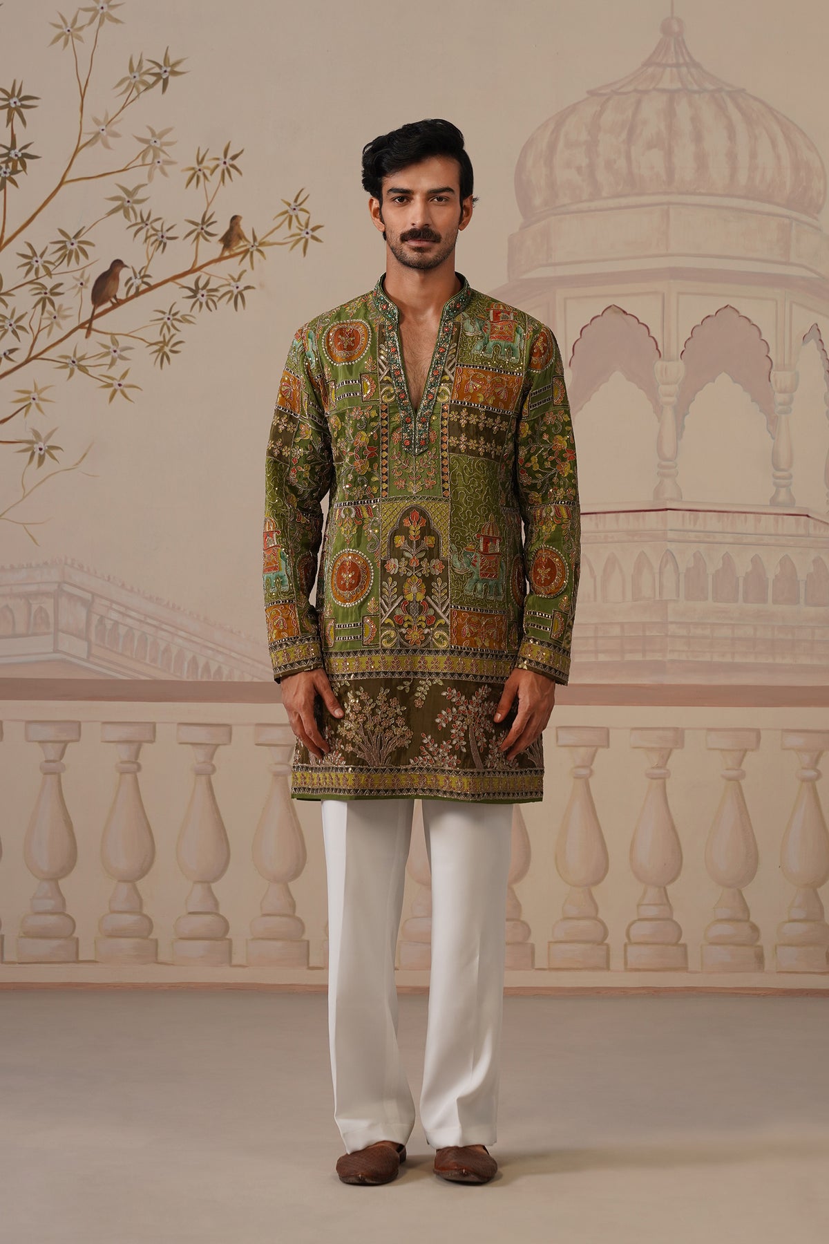 Gulshan Hand Embroidered V-Neck Kurta with Trouser
