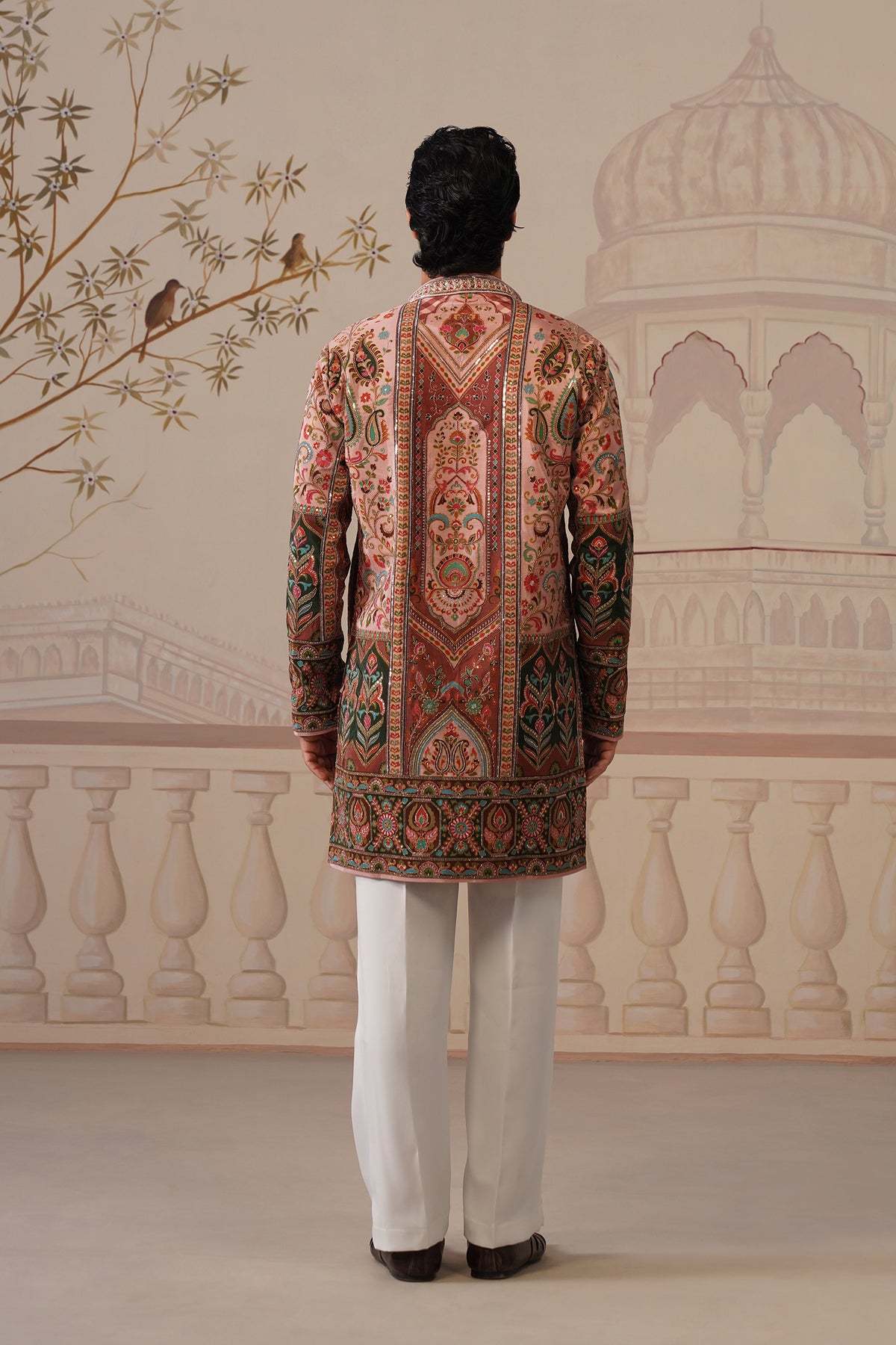 Bagh Pink Hand Embroidered V-Neck Kurta with Trouser
