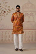Kesar Jacquard Hand Embroidered V-Neck Kurta Set