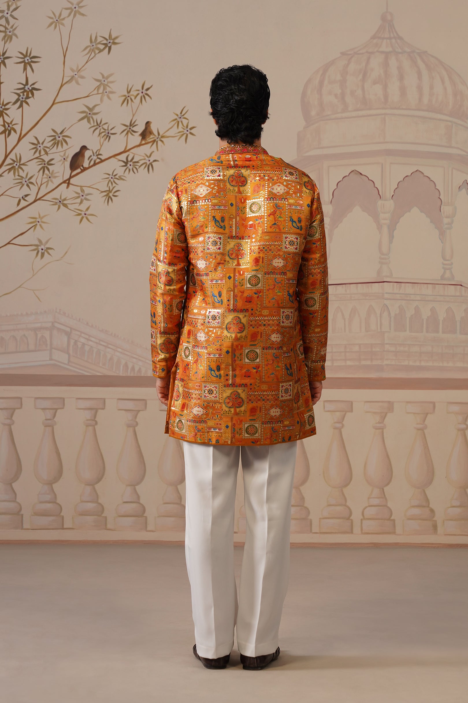 Swarn Jacquard Hand Embroidered V-Neck Kurta Set
