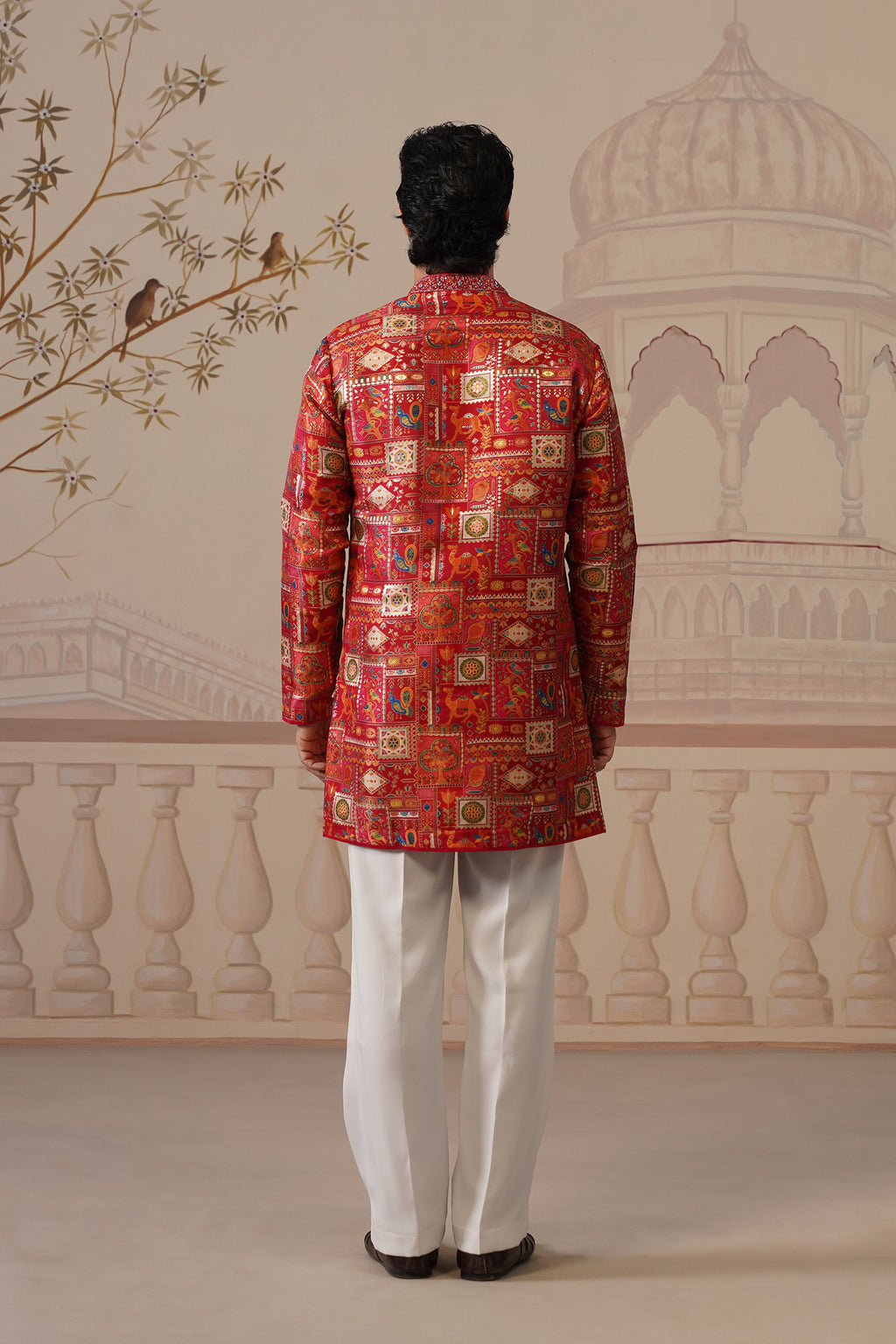 Tarang Jacquard Hand Embroidered V-Neck Kurta with Trouser