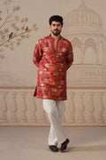 Tarang Jacquard Hand Embroidered V-Neck Kurta with Trouser
