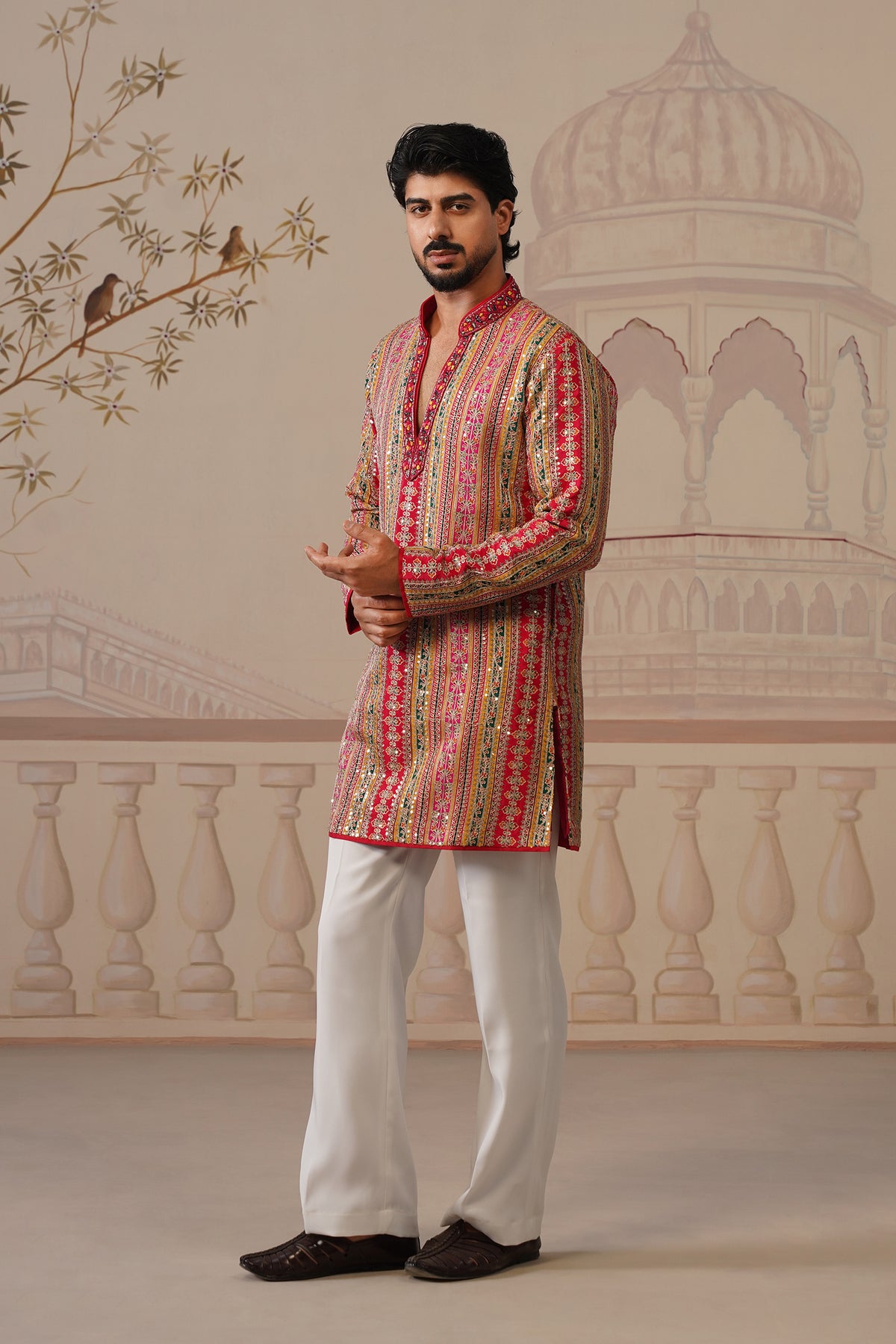 Rang Mahal Multicolor Hand Embroidered V-Neck Kurta Set