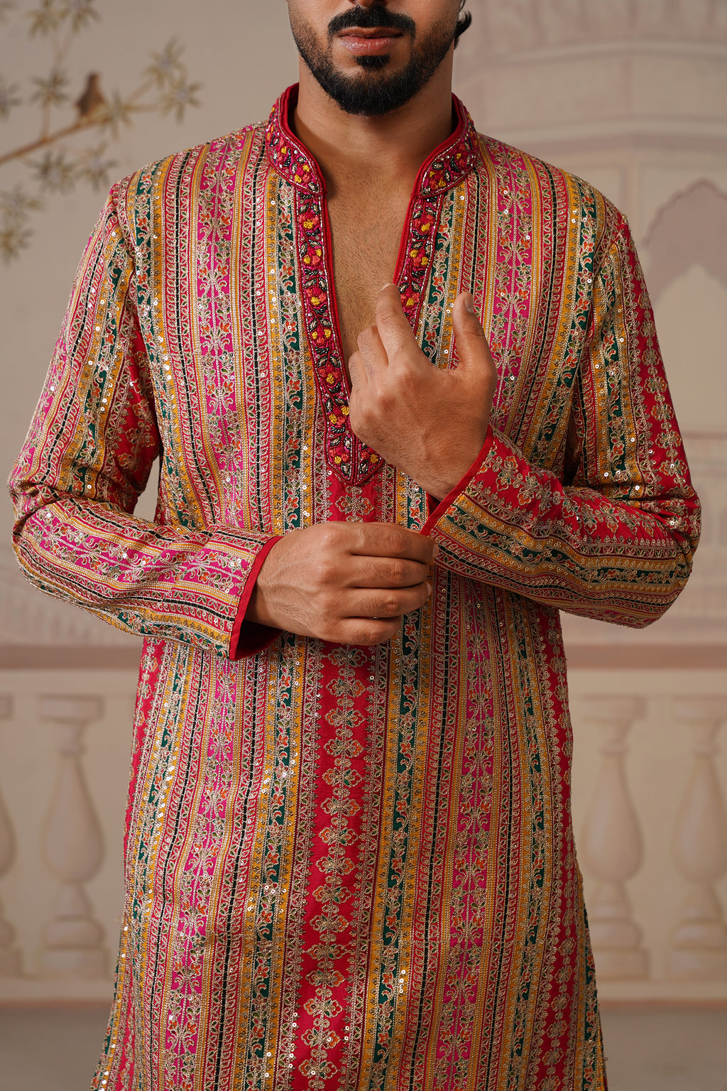 Rang Mahal Multicolor Hand Embroidered V-Neck Kurta Set