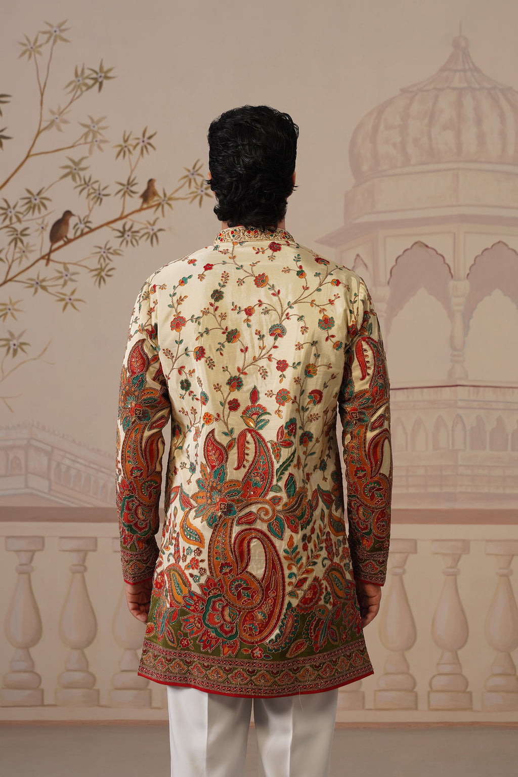 Pushp V-Neck Hand Embroidered Kurta with Trouser