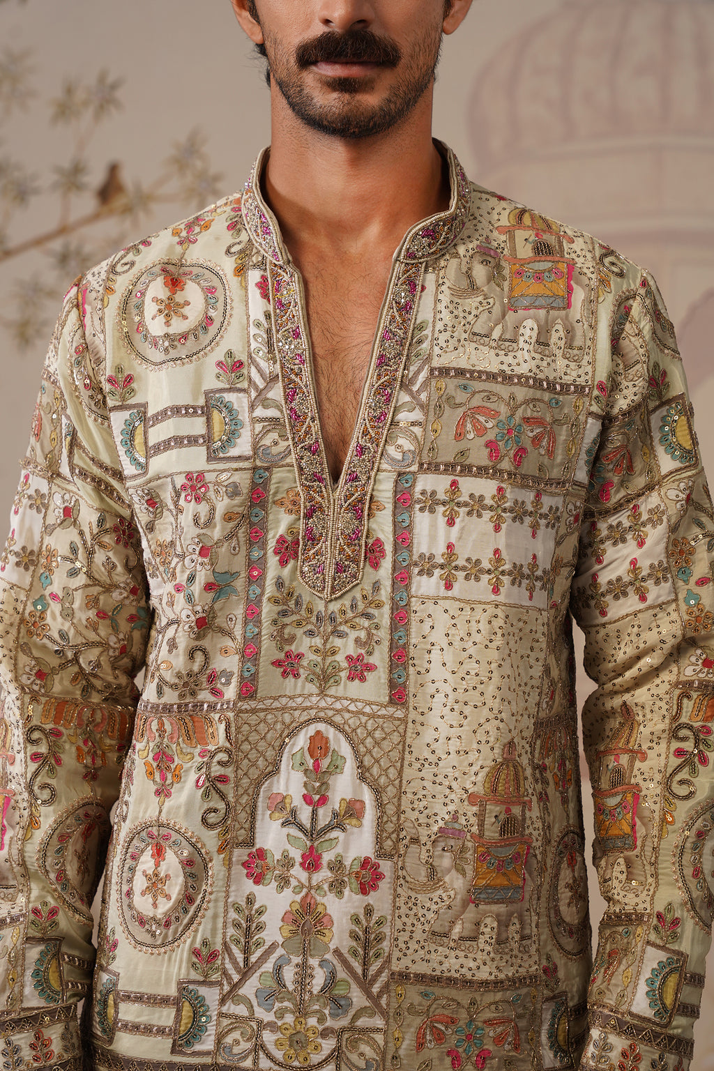 Gulfam Hand Embroidered V-Neck Kurta with Trouser