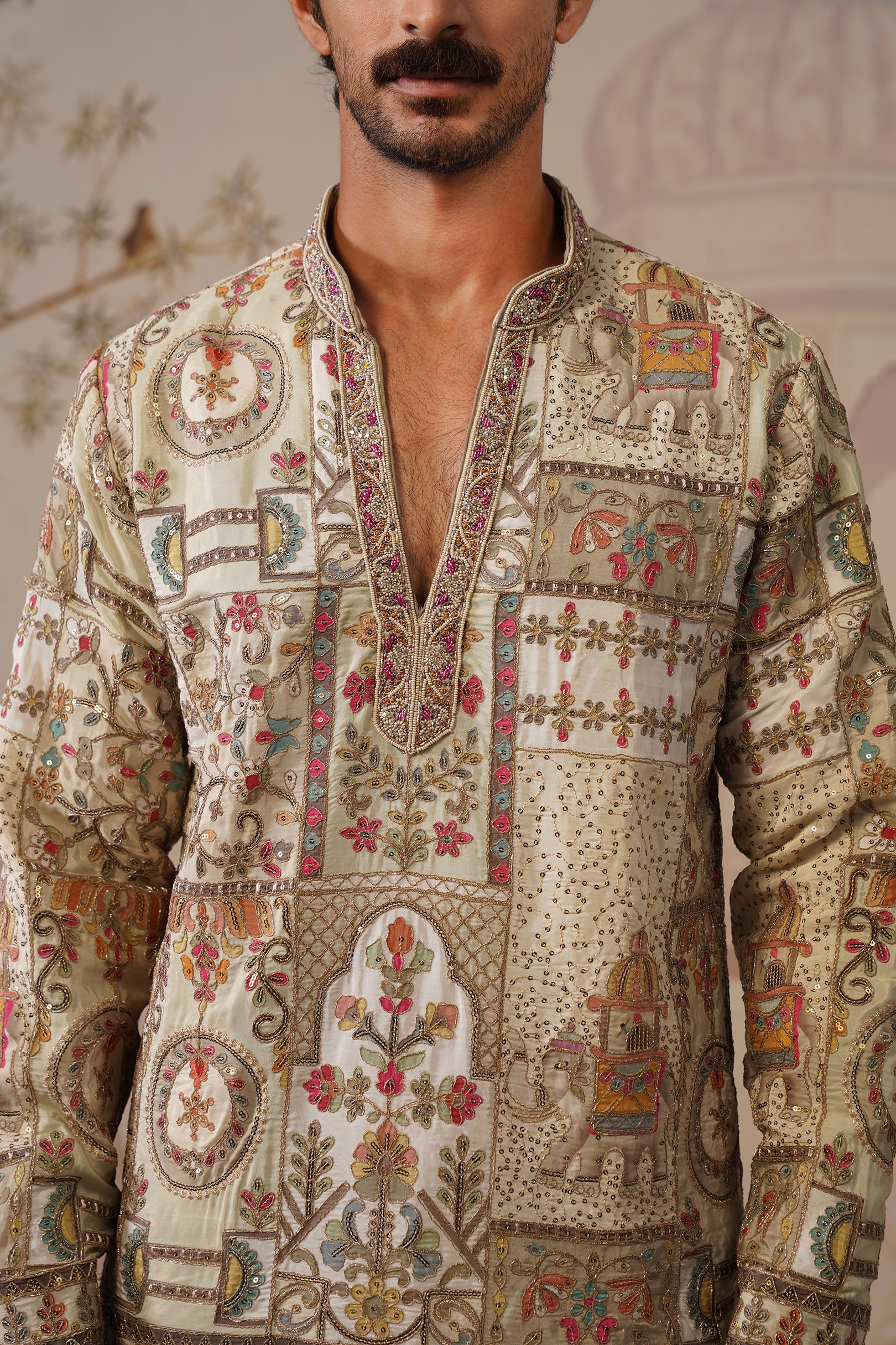 Gulfam Hand Embroidered V-Neck Kurta with Trouser