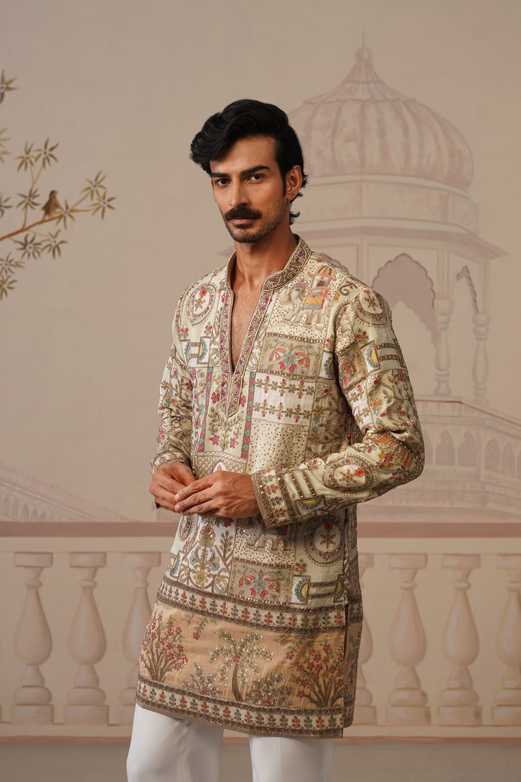 Gulfam Hand Embroidered V-Neck Kurta with Trouser