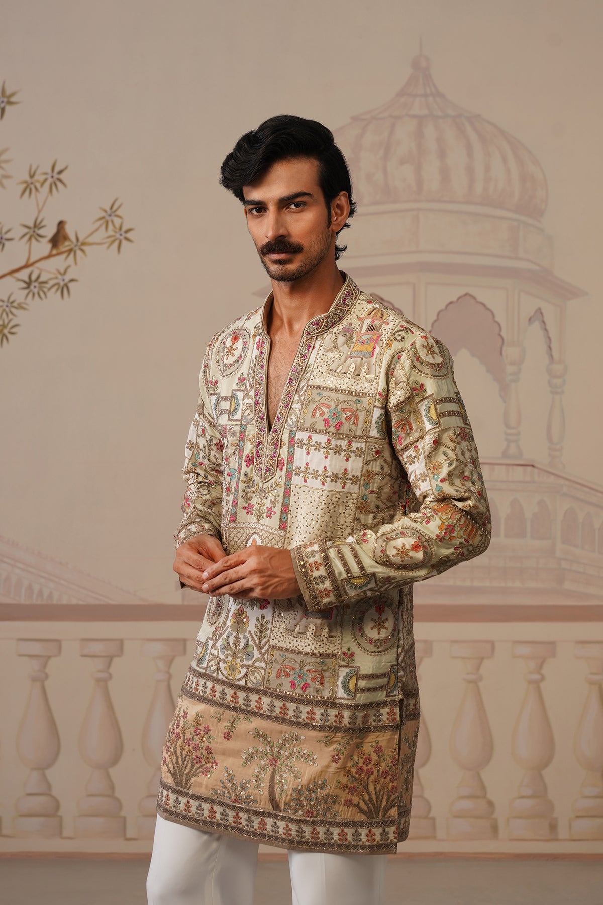 Gulfam Hand Embroidered V-Neck Kurta with Trouser
