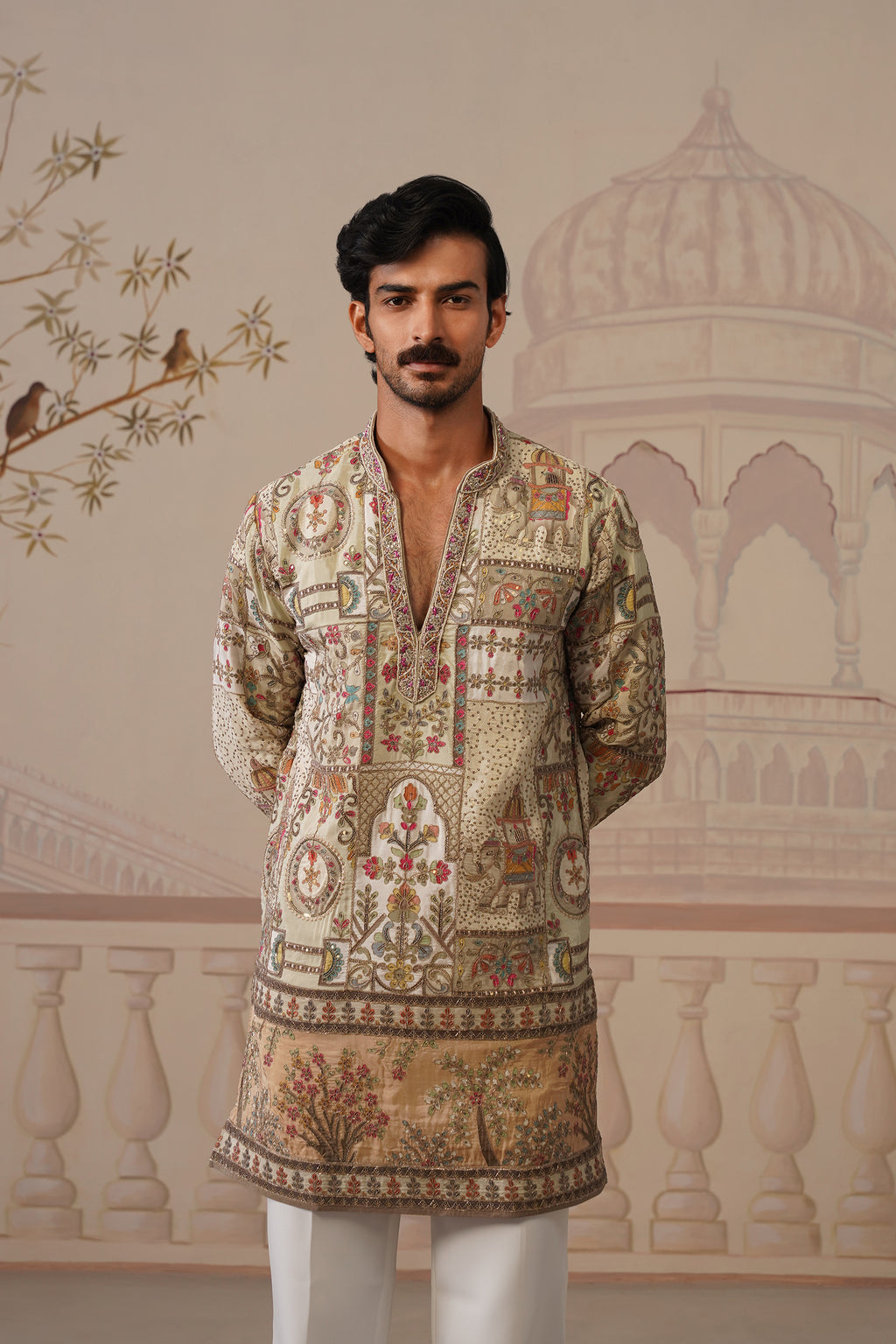 Gulfam Hand Embroidered V-Neck Kurta with Trouser
