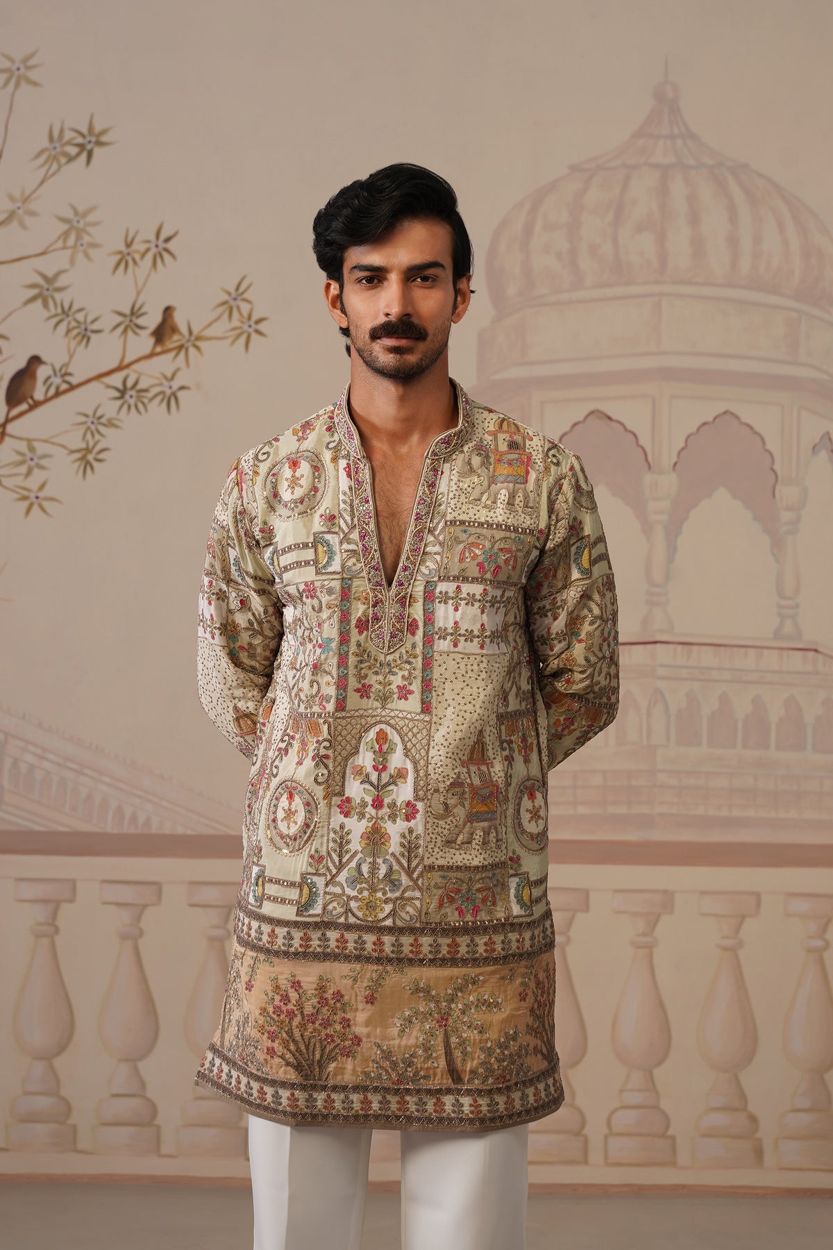 Gulfam Hand Embroidered V-Neck Kurta with Trouser