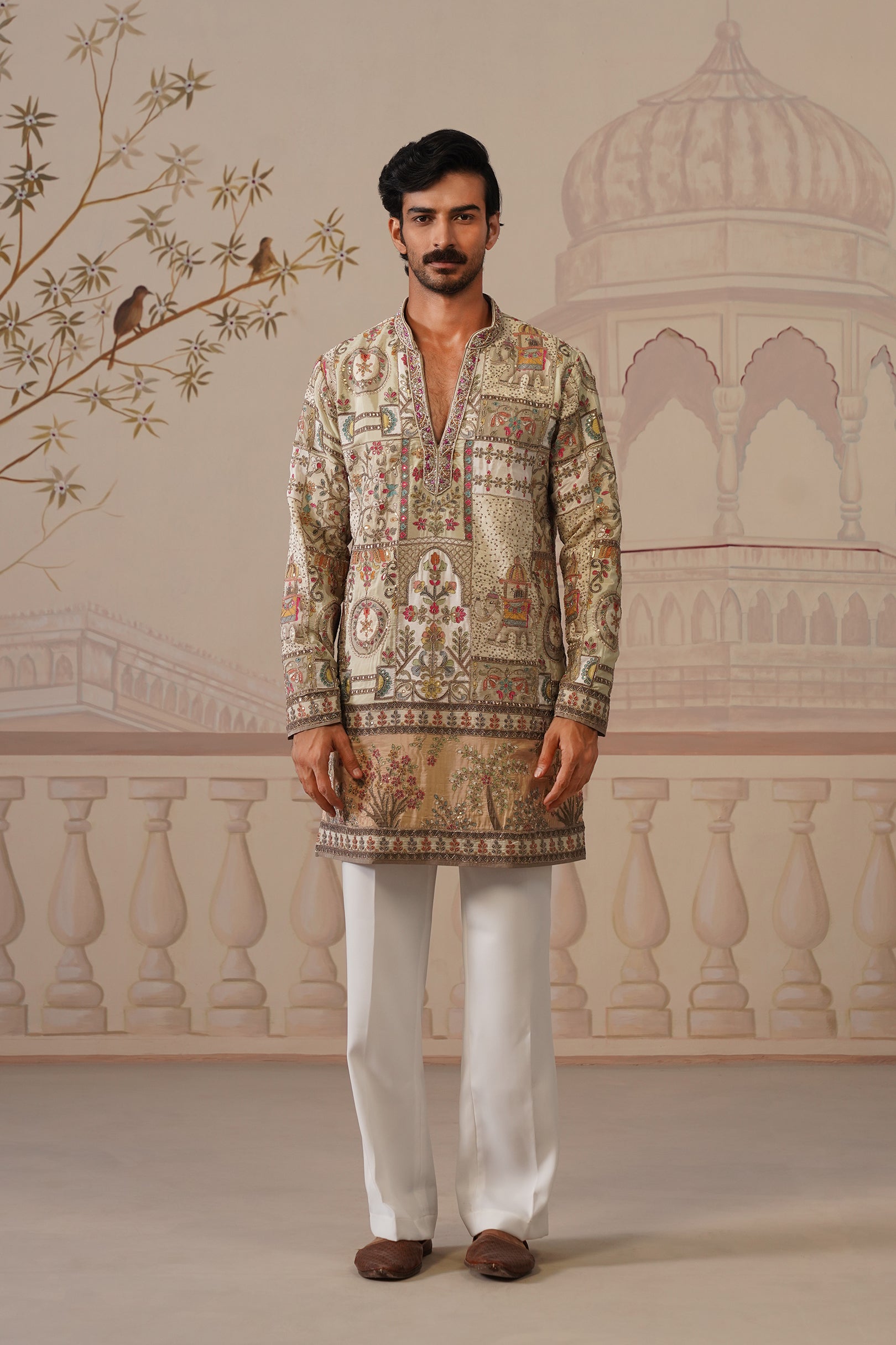Gulfam Hand Embroidered V-Neck Kurta with Trouser