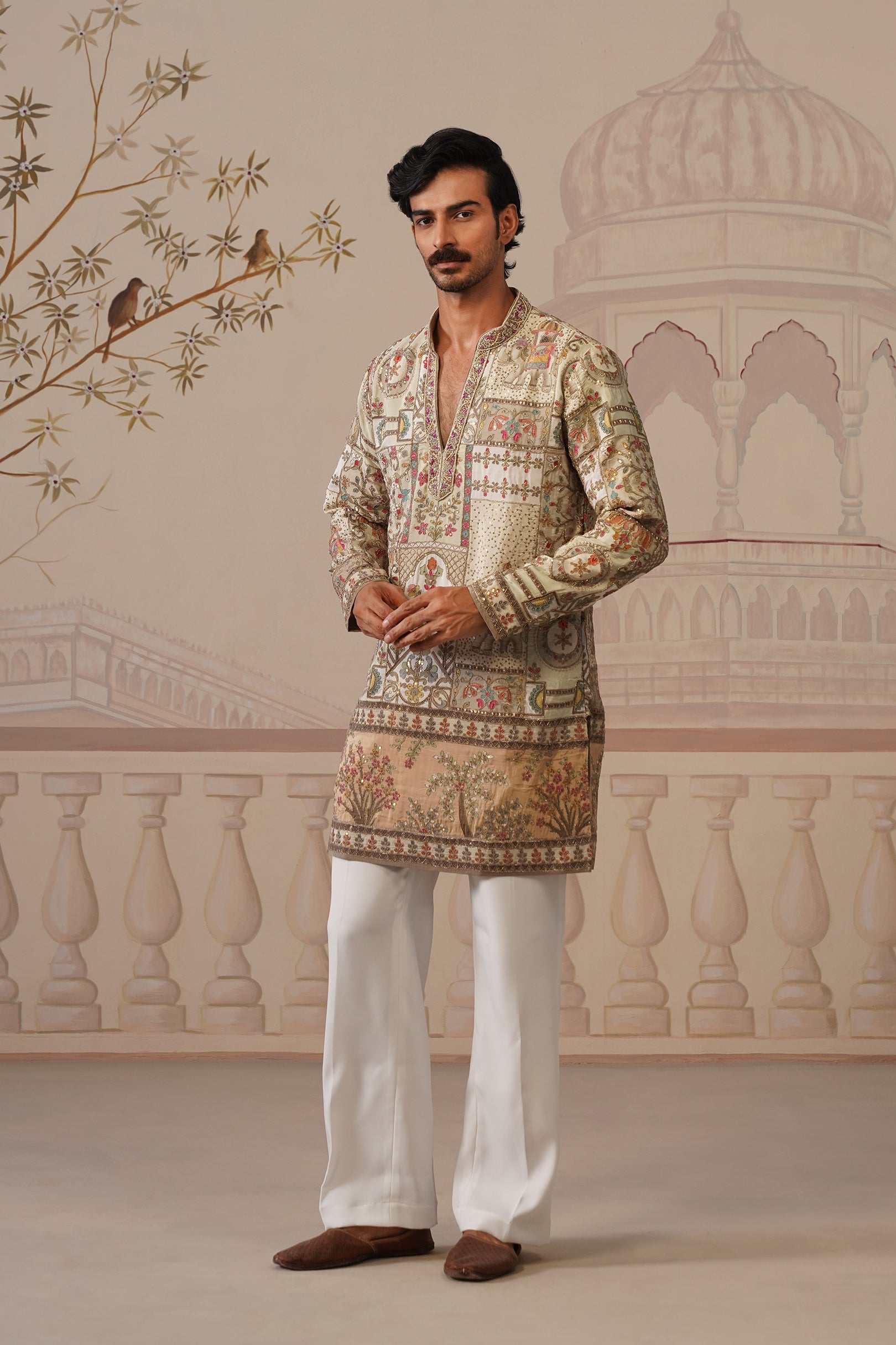 Gulfam Hand Embroidered V-Neck Kurta with Trouser