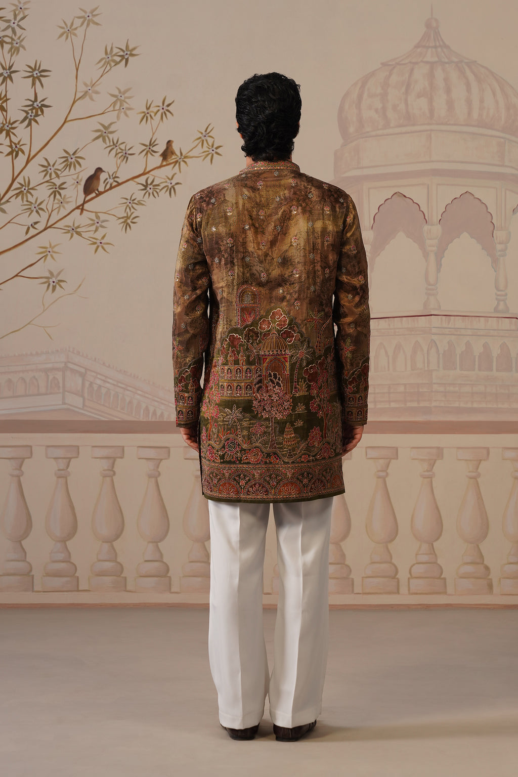 Tamra Bronze-Brown V-Neck Short Kurta with Trouser