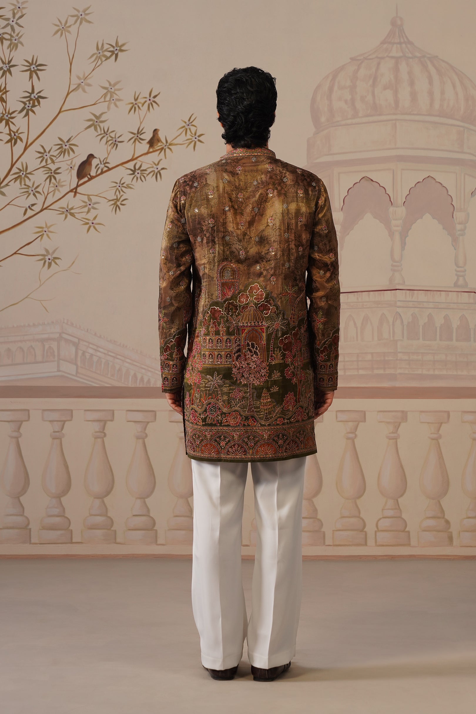 Tamra Bronze-Brown V-Neck Short Kurta with Trouser