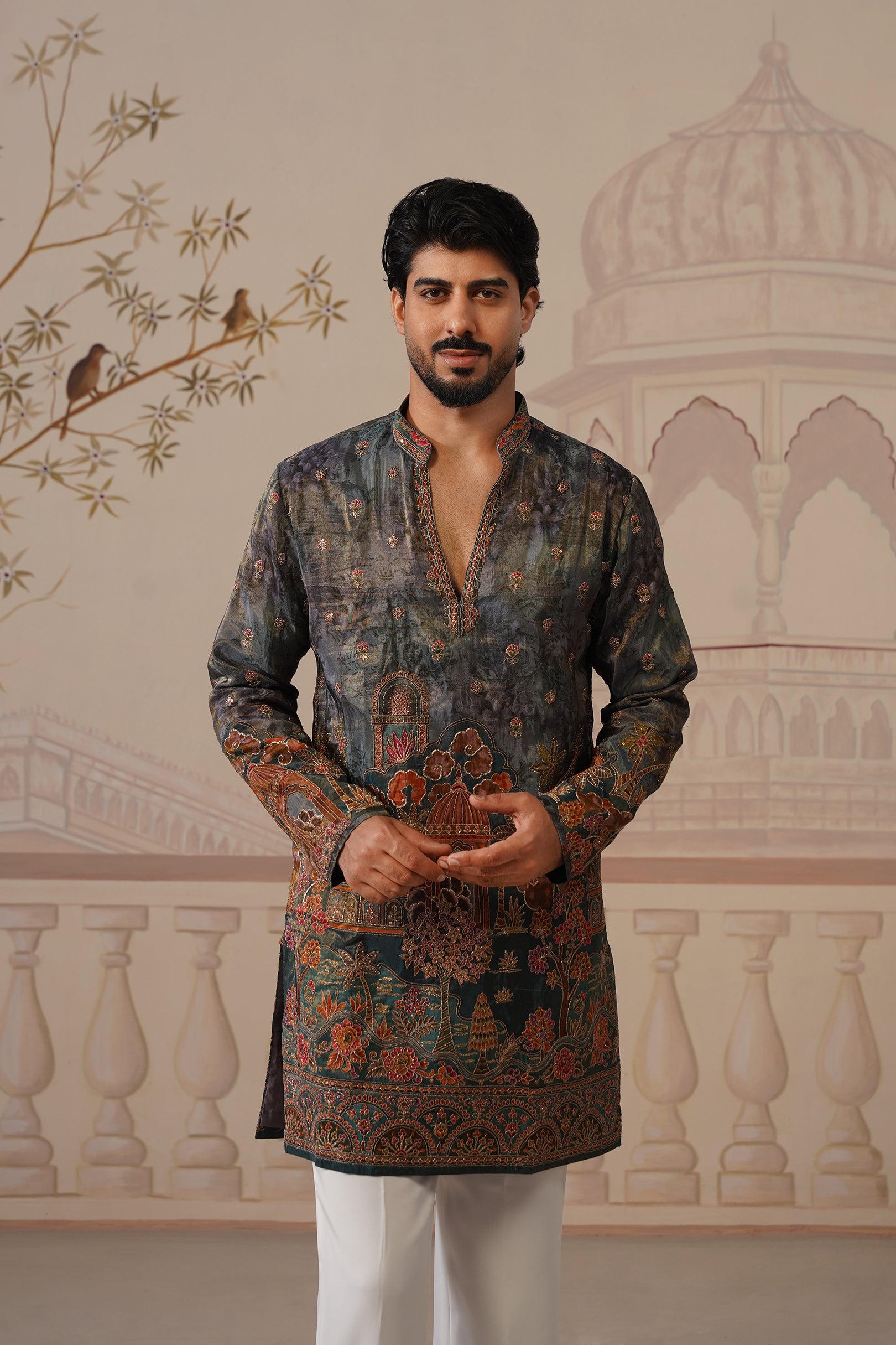 Neel V-Neck Short Kurta with Trouser