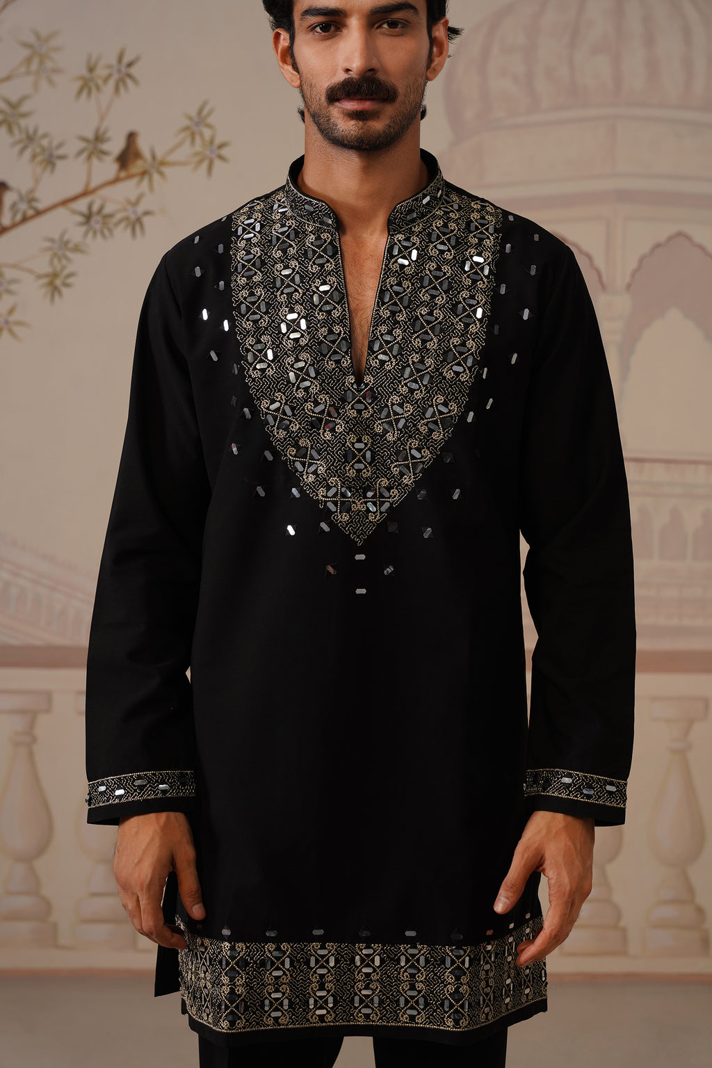 Tajdar — a Regal Black Kurta Set with Intricate Silver Embroidery & Statement Dupatta