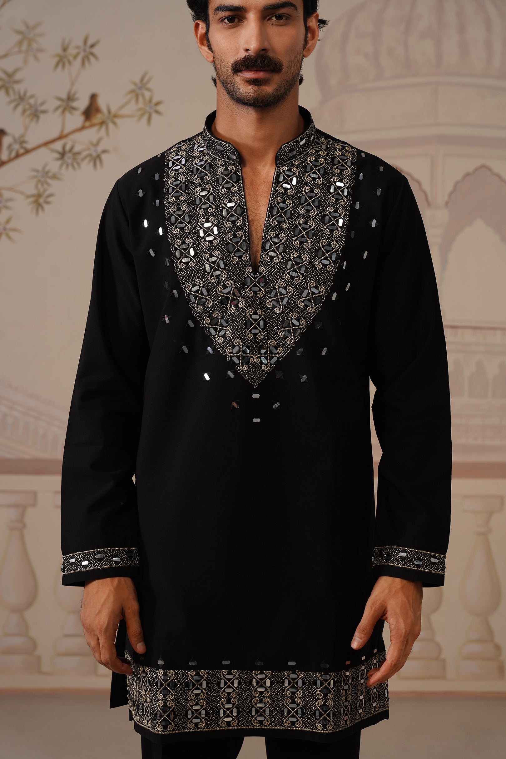 Tajdar — a Regal Black Kurta Set with Intricate Silver Embroidery & Statement Dupatta