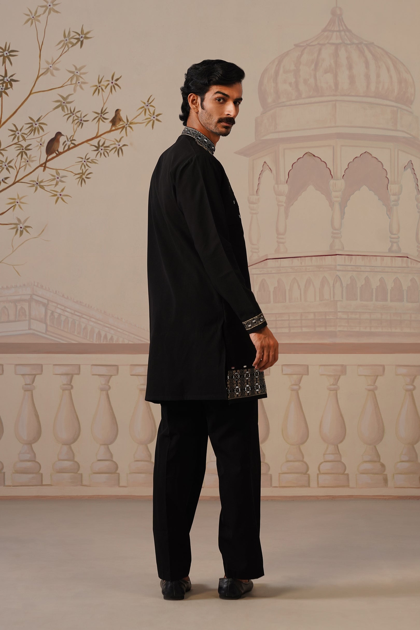 Tajdar — a Regal Black Kurta Set with Intricate Silver Embroidery & Statement Dupatta