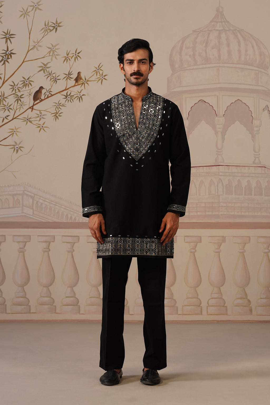 Tajdar — a Regal Black Kurta Set with Intricate Silver Embroidery & Statement Dupatta