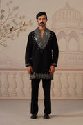 Tajdar — a Regal Black Kurta Set with Intricate Silver Embroidery & Statement Dupatta