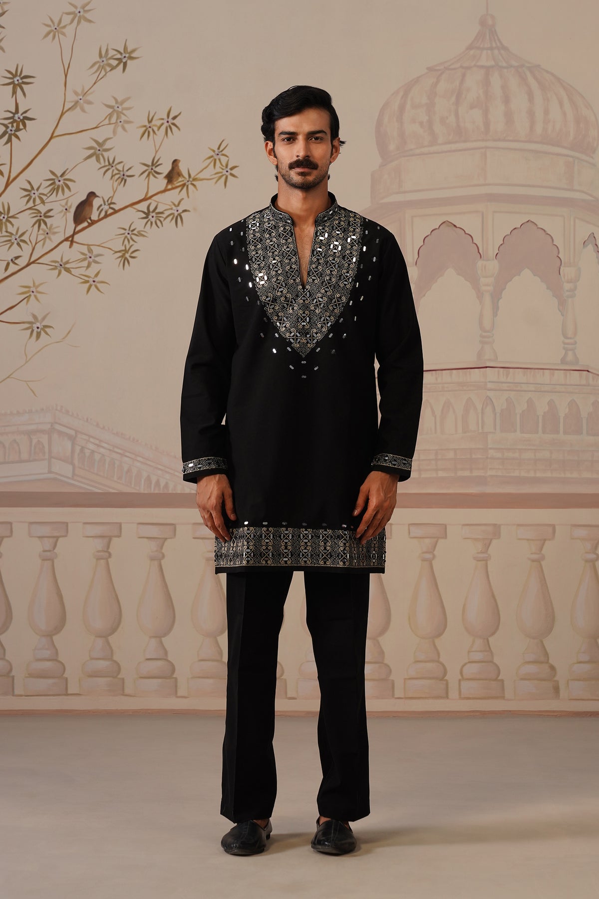 Tajdar — a Regal Black Kurta Set with Intricate Silver Embroidery & Statement Dupatta