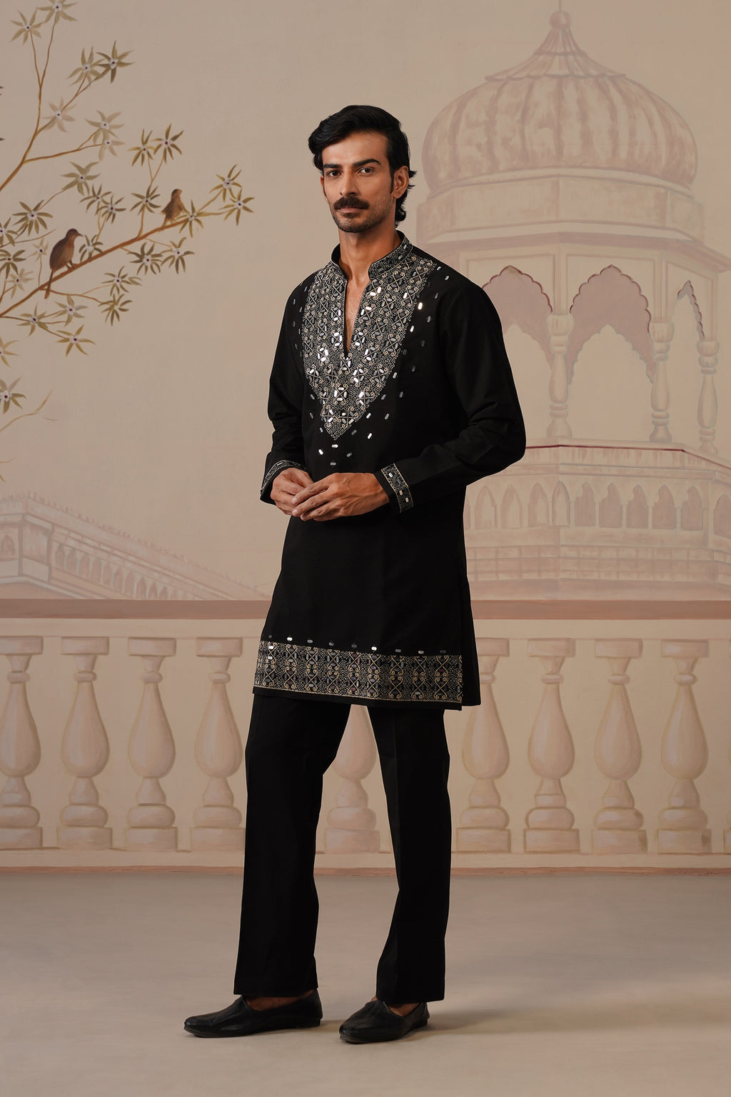 Tajdar — a Regal Black Kurta Set with Intricate Silver Embroidery & Statement Dupatta