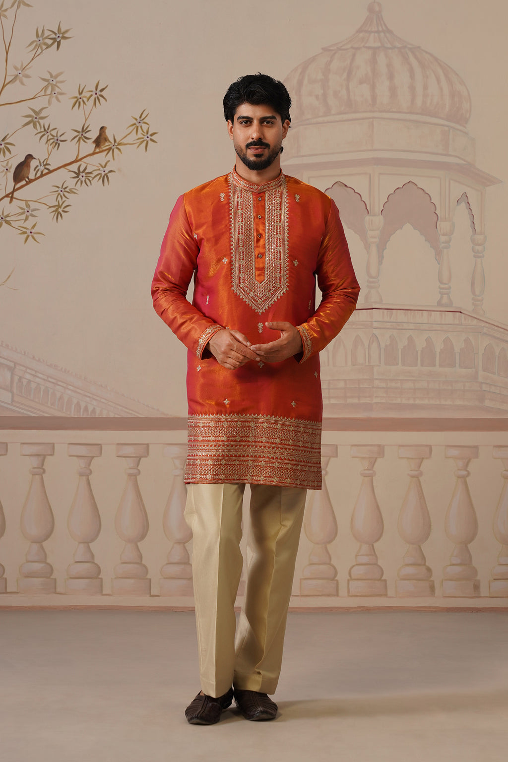 Arun Embellished Tissue Kurta & Trouser Set