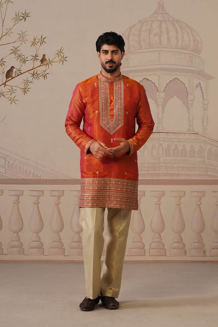 Arun Embellished Tissue Kurta & Trouser Set