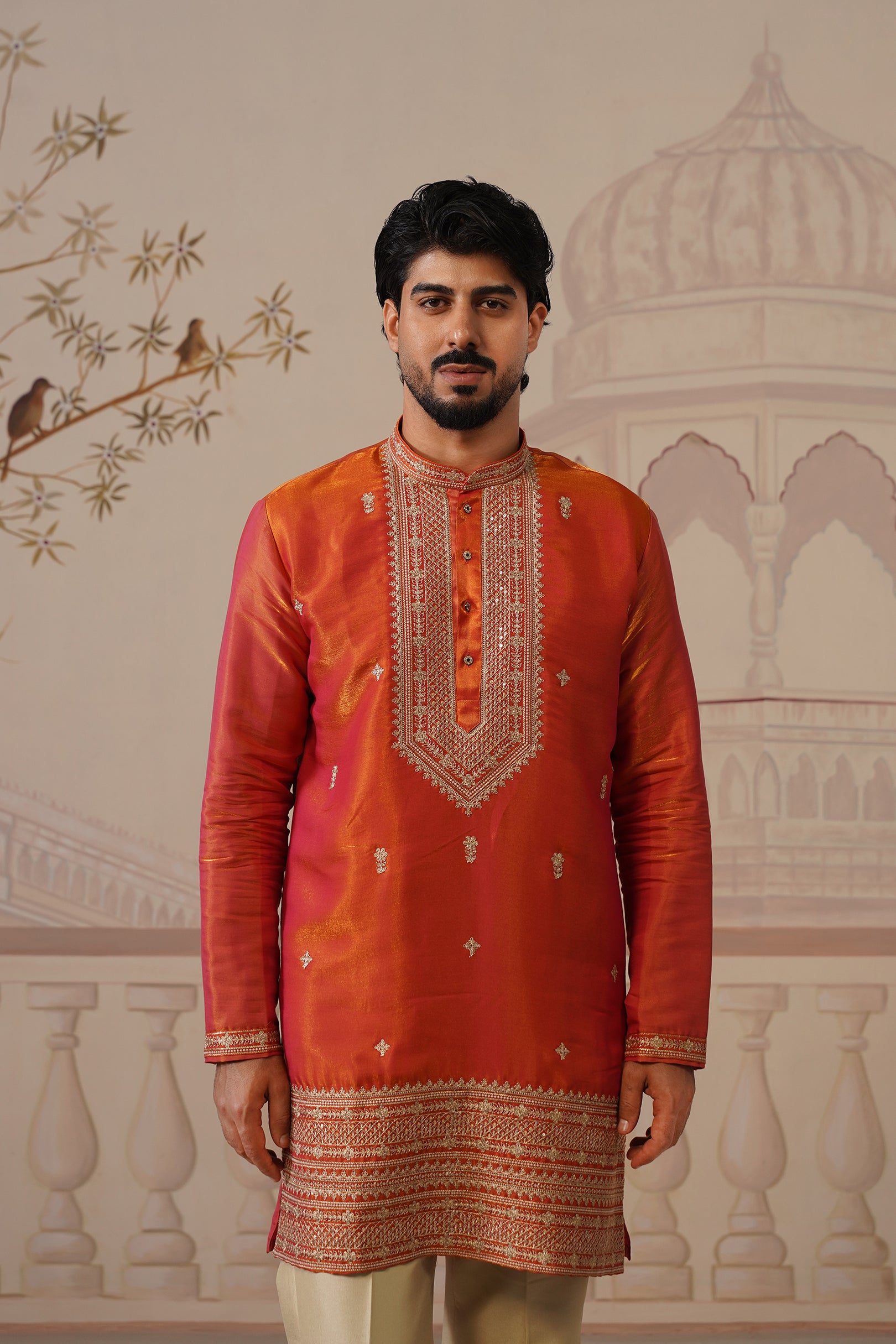 Arun Embellished Tissue Kurta & Trouser Set