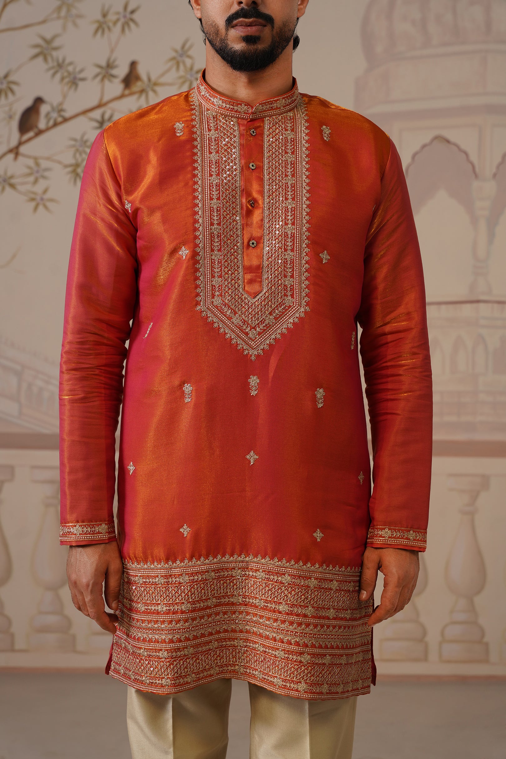 Arun Embellished Tissue Kurta & Trouser Set