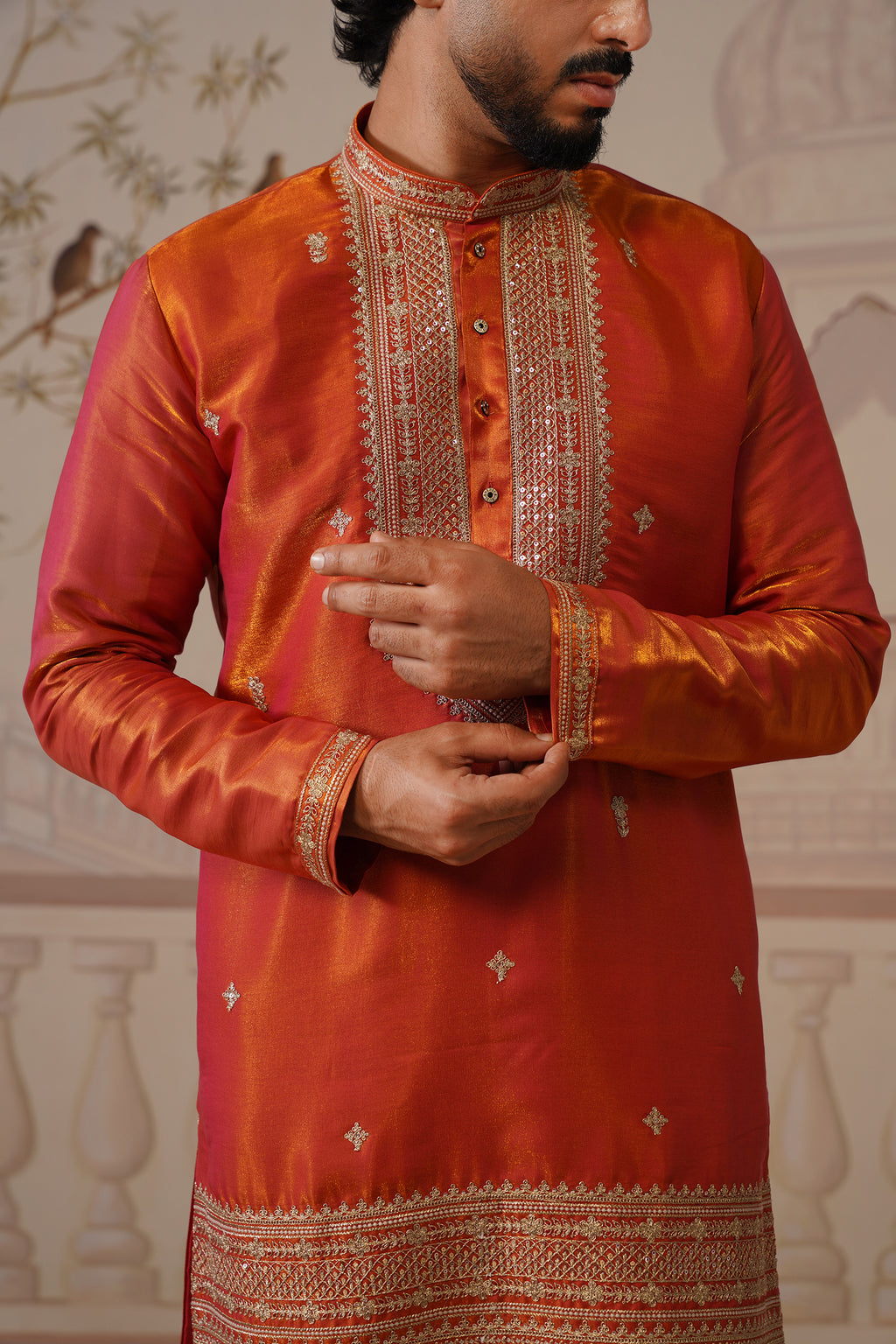 Arun Embellished Tissue Kurta & Trouser Set