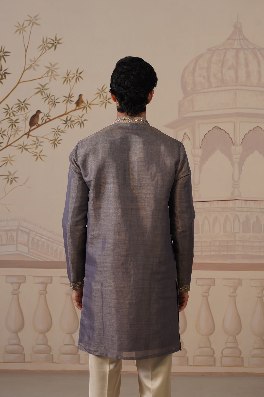 Neer Dark Lavender V-Neck Short Kurta Set with Dupatta